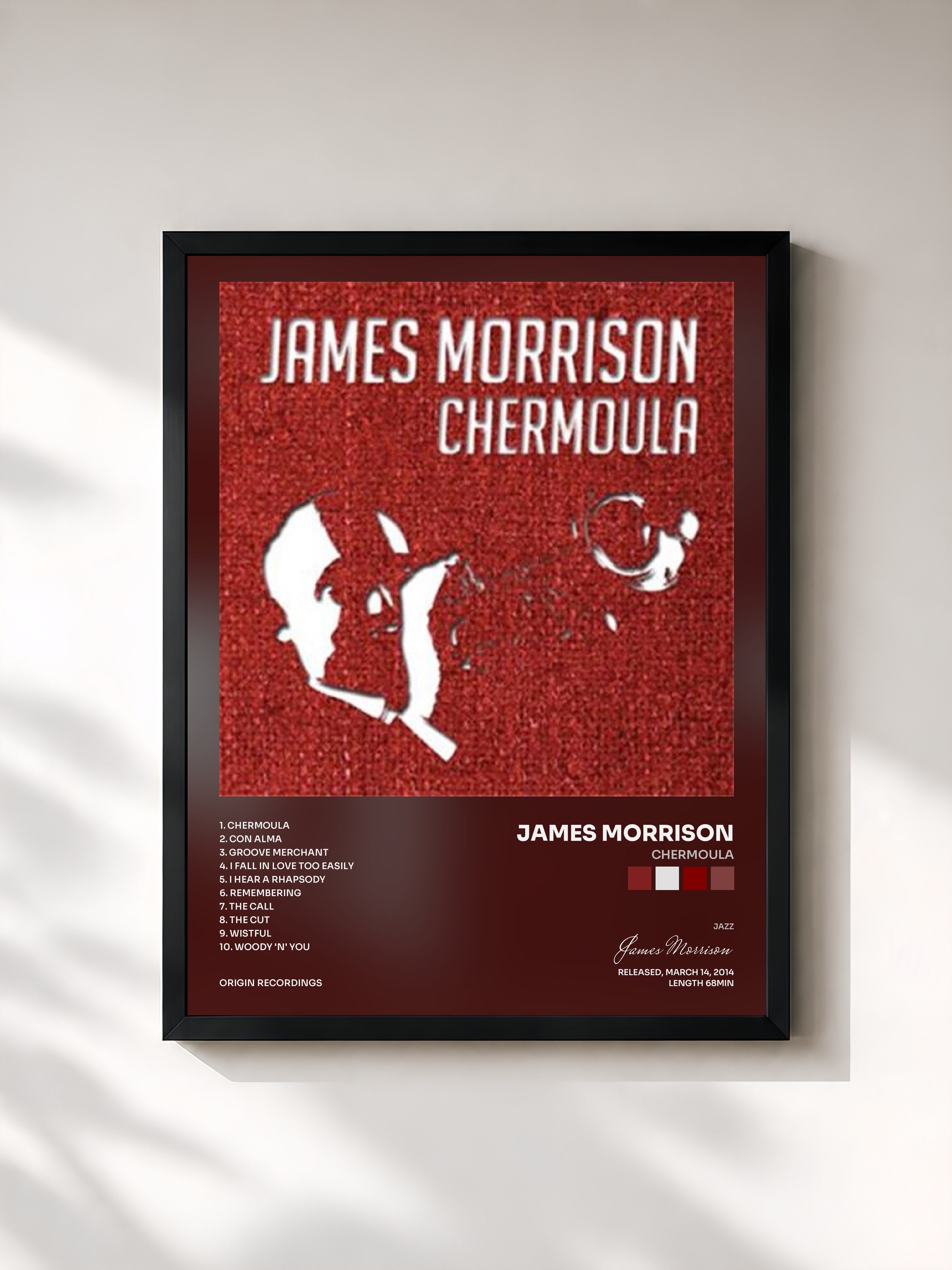 #noir Tableau de l'album Chermoula de James Morrison, cadre noir, imprimé et encadré en France
