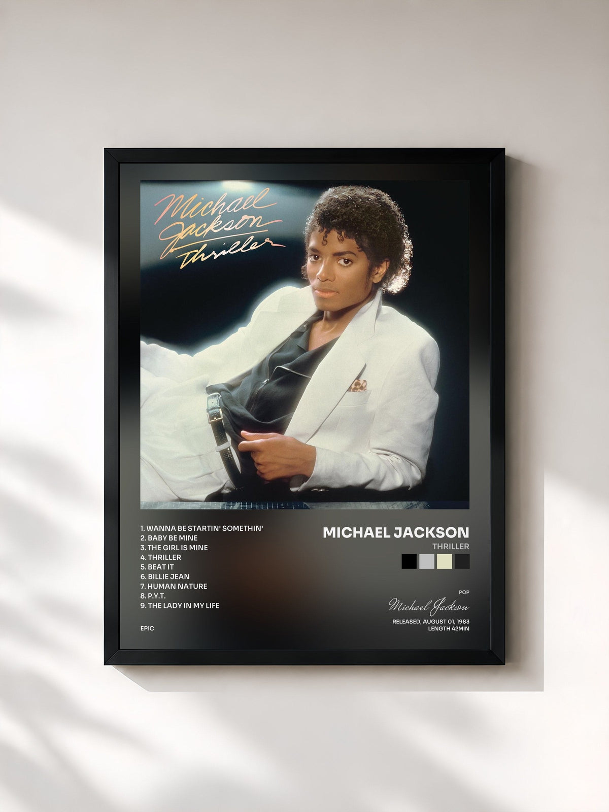 #noir Tableau de l'album Thriller de Michael Jackson, cadre noir, imprimé et encadré en France