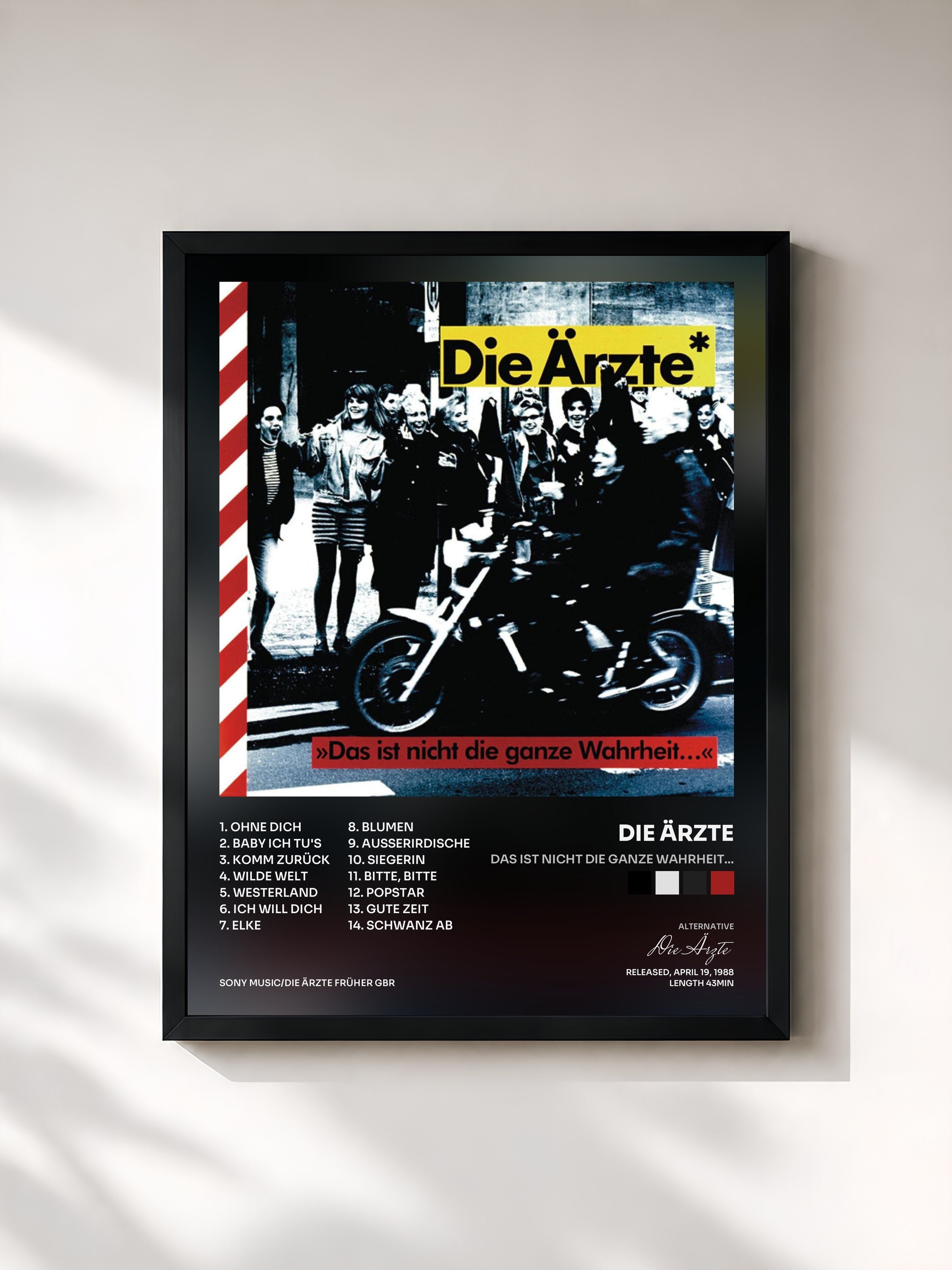 #noir Tableau de l'album Das Ist Nicht Die Ganze Wahrheit... de Die Ärzte, cadre noir, imprimé et encadré en France