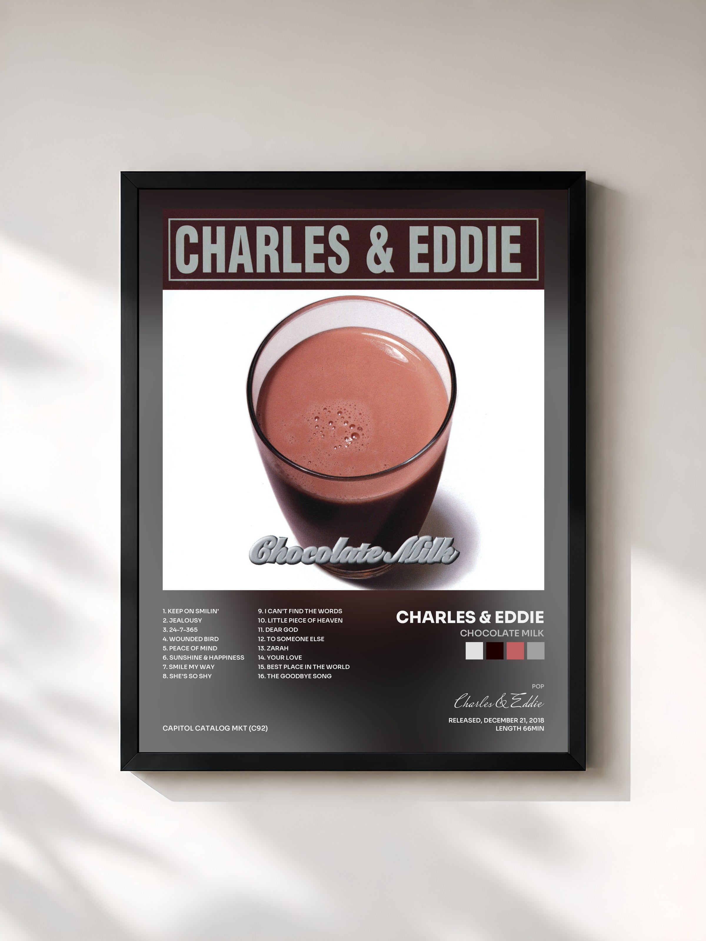 #noir Tableau de l'album Chocolate Milk de Charles & Eddie, cadre noir, imprimé et encadré en France