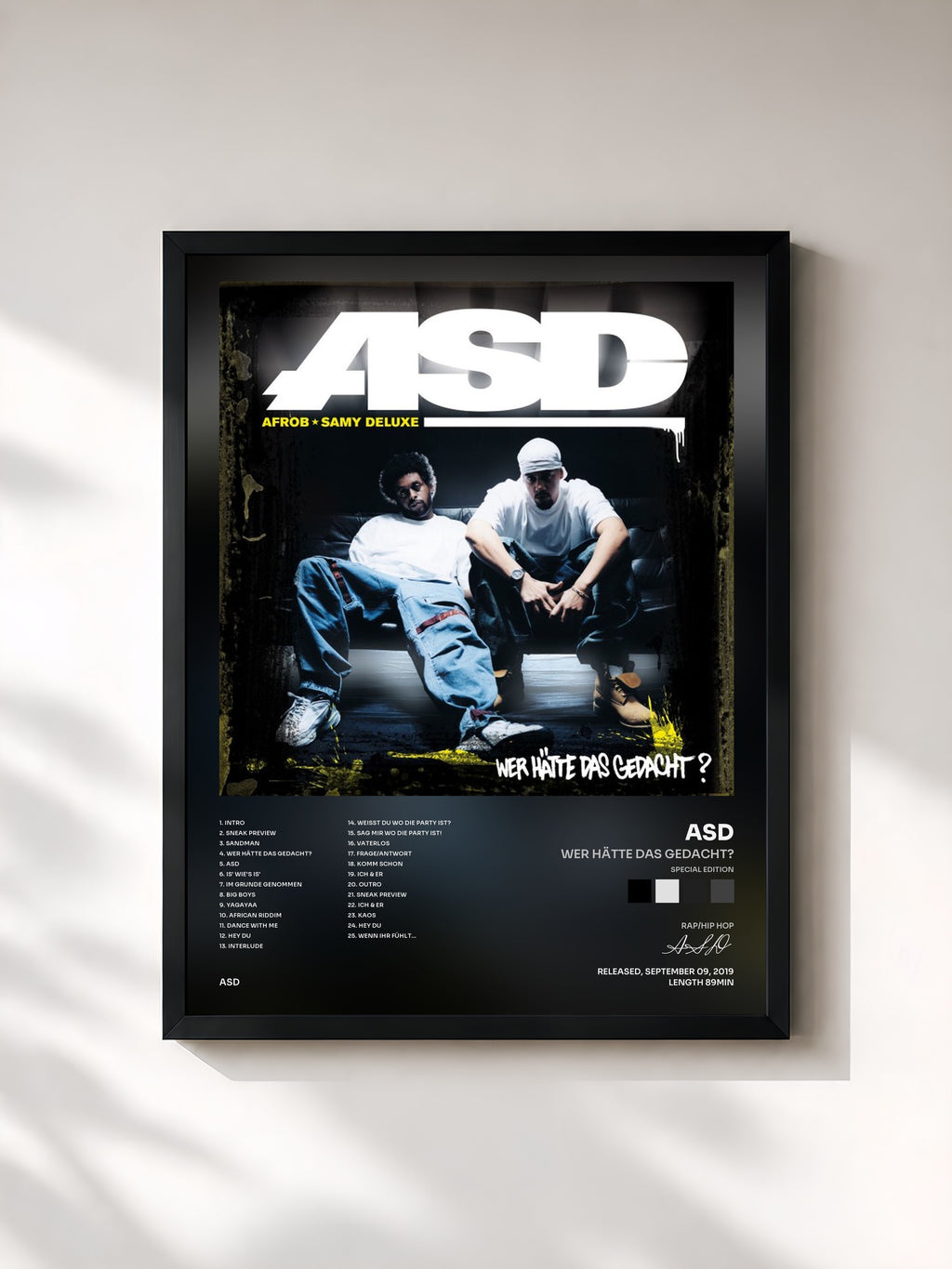 #noir Tableau de l'album Wer hätte das gedacht? (Special Edition) de ASD, cadre noir, imprimé et encadré en France