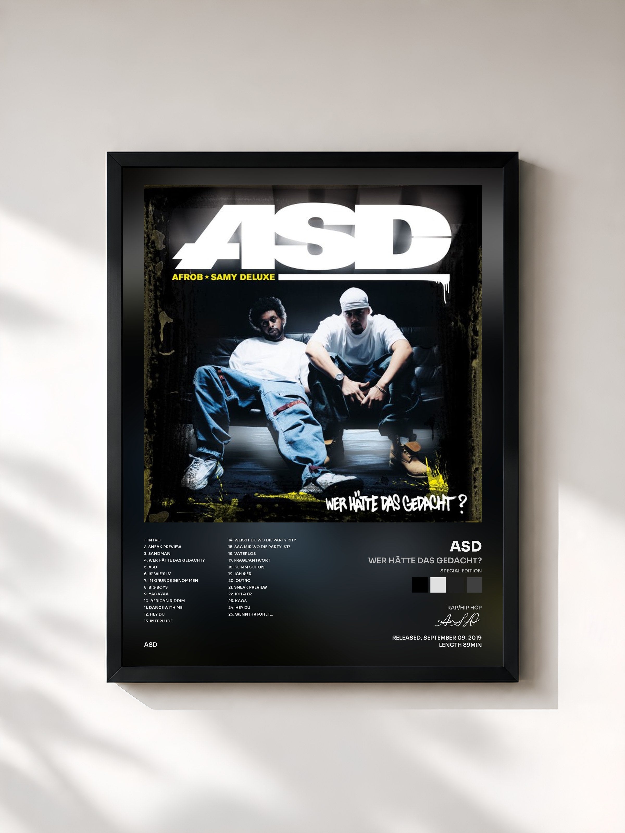 #noir Tableau de l'album Wer hätte das gedacht? (Special Edition) de ASD, cadre noir, imprimé et encadré en France