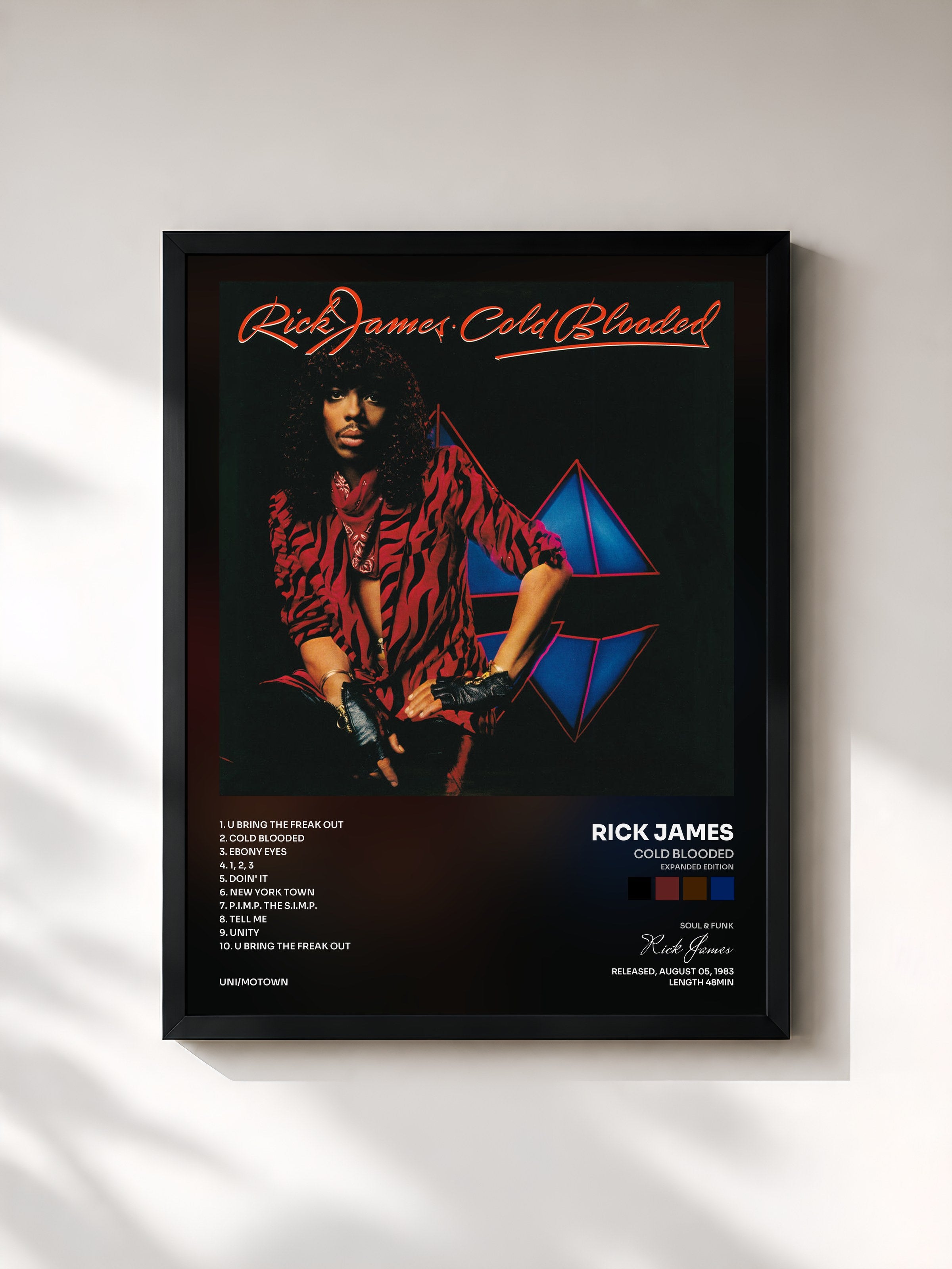 #noir Tableau de l'album Cold Blooded (Expanded Edition) de Rick James, cadre noir, imprimé et encadré en France