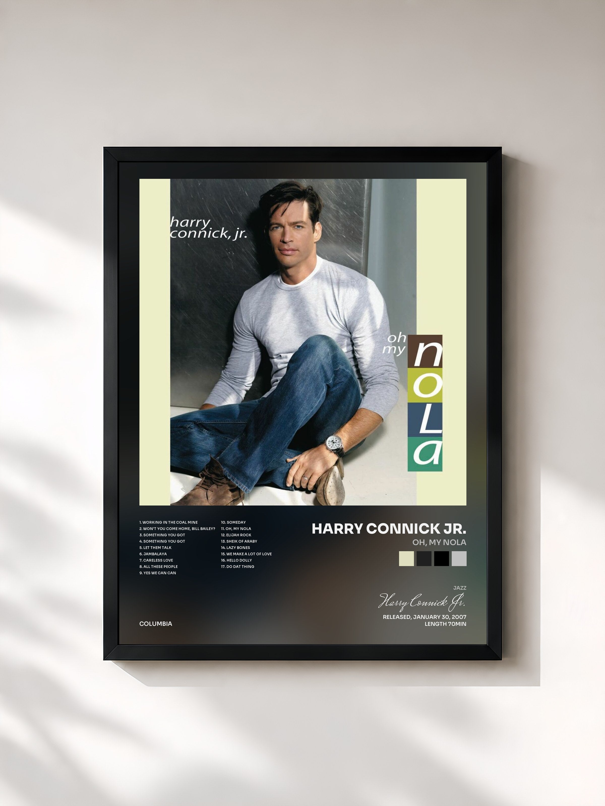 #noir Tableau de l'album Oh, My NOLA de Harry Connick Jr., cadre noir, imprimé et encadré en France