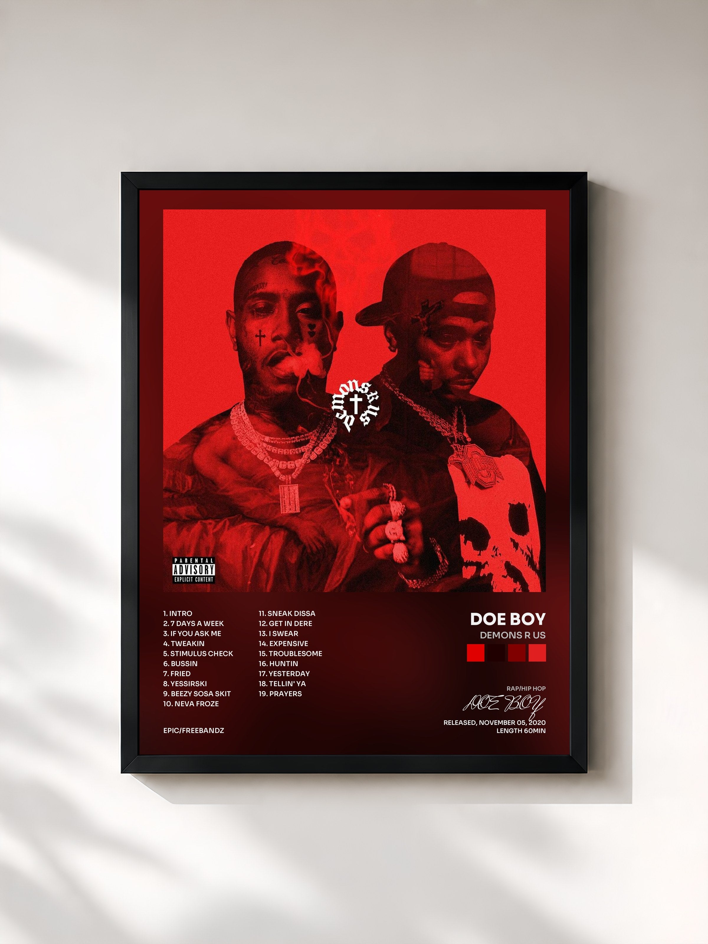 #noir Tableau de l'album Demons R Us de DOE BOY, cadre noir, imprimé et encadré en France