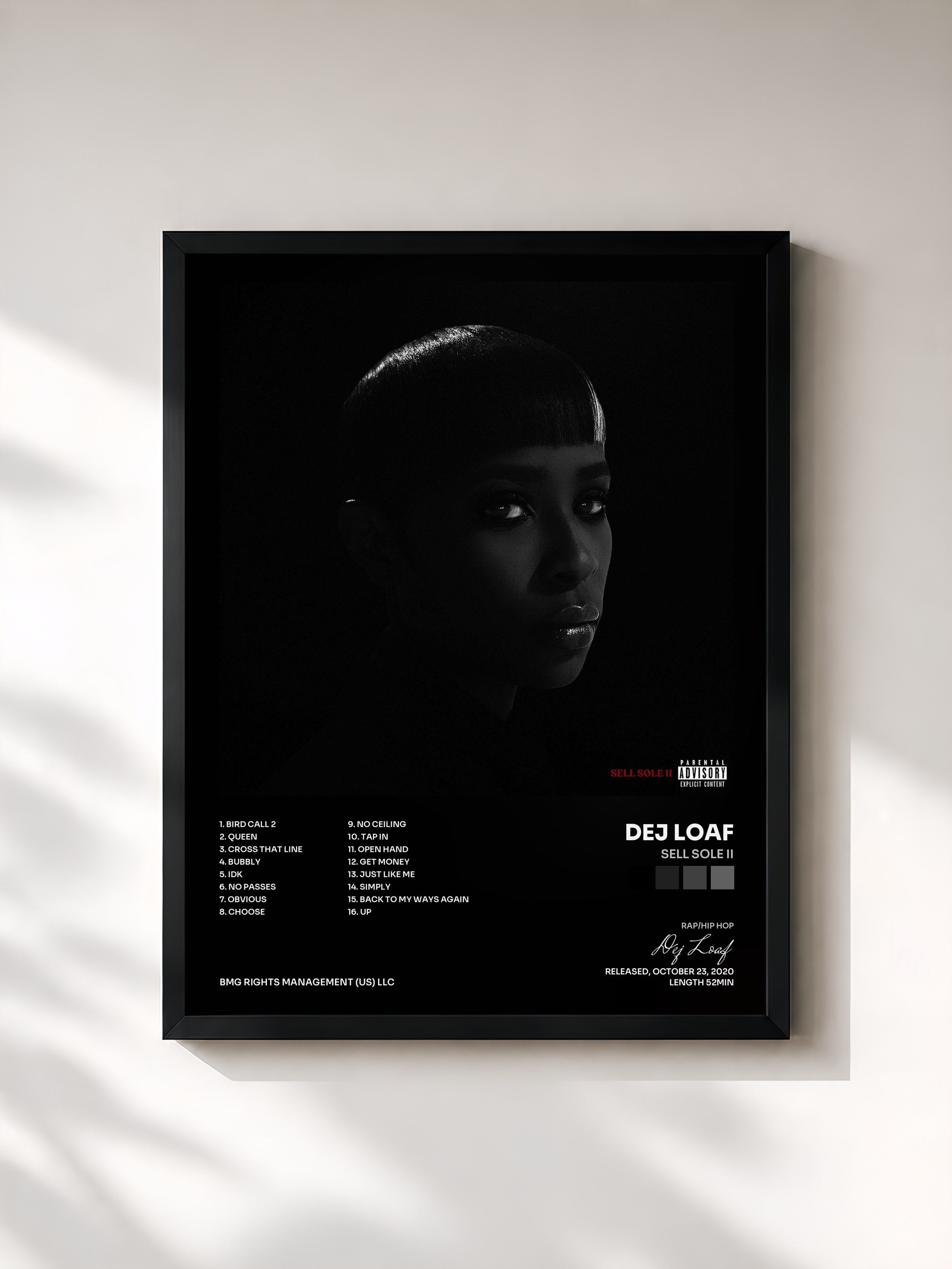 #noir Tableau de l'album Sell Sole II de Dej Loaf, cadre noir, imprimé et encadré en France