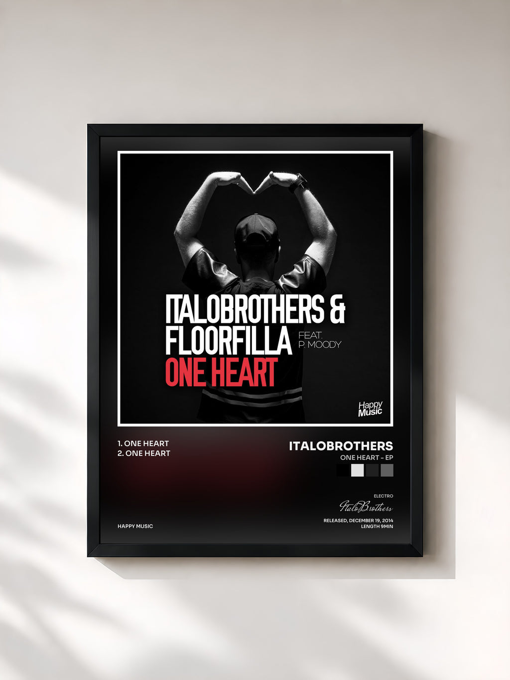 #noir Tableau de l'album One Heart - EP de ItaloBrothers, cadre noir, imprimé et encadré en France