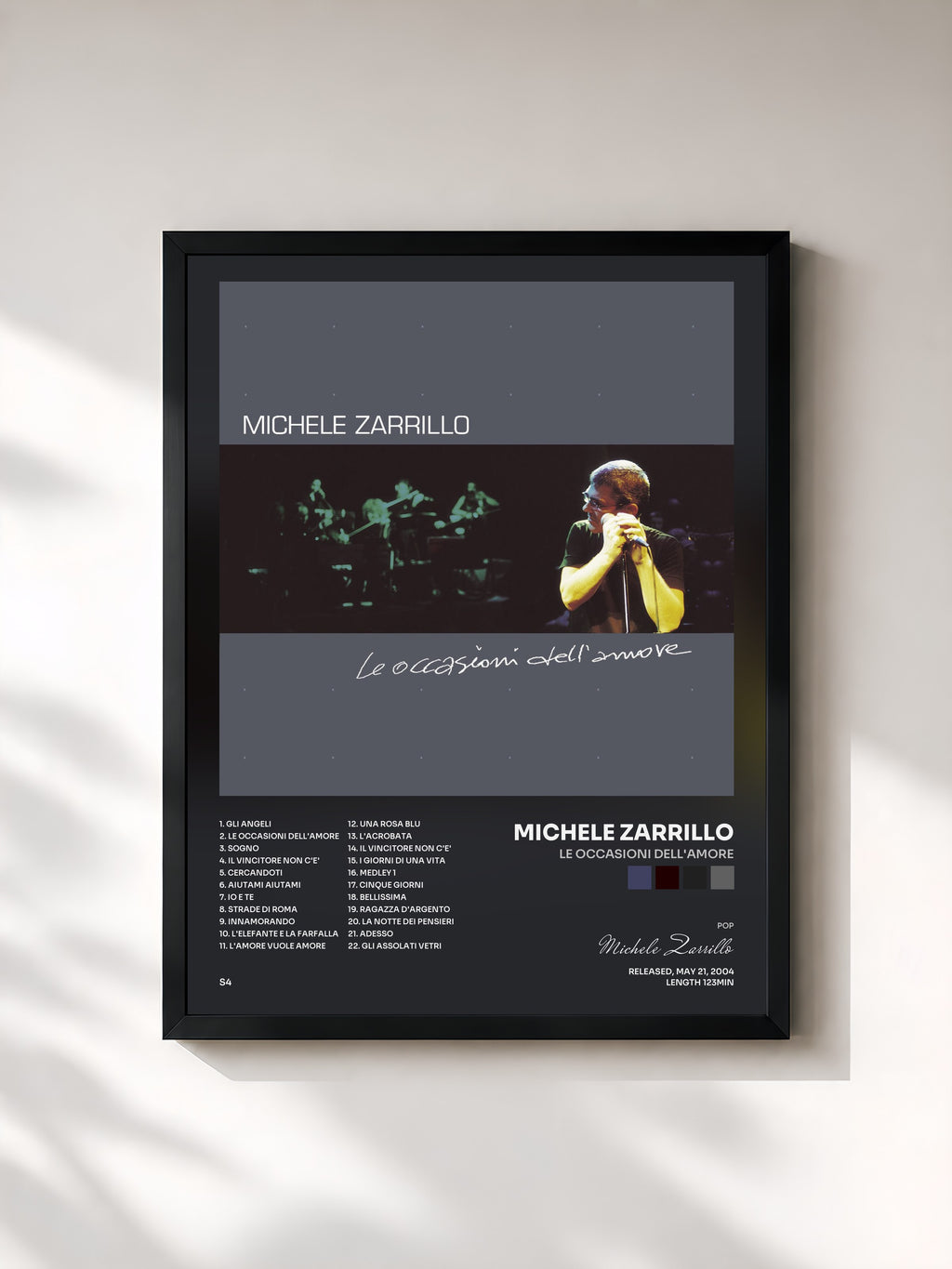 #noir Tableau de l'album Le Occasioni Dell'Amore de Michele Zarrillo, cadre noir, imprimé et encadré en France