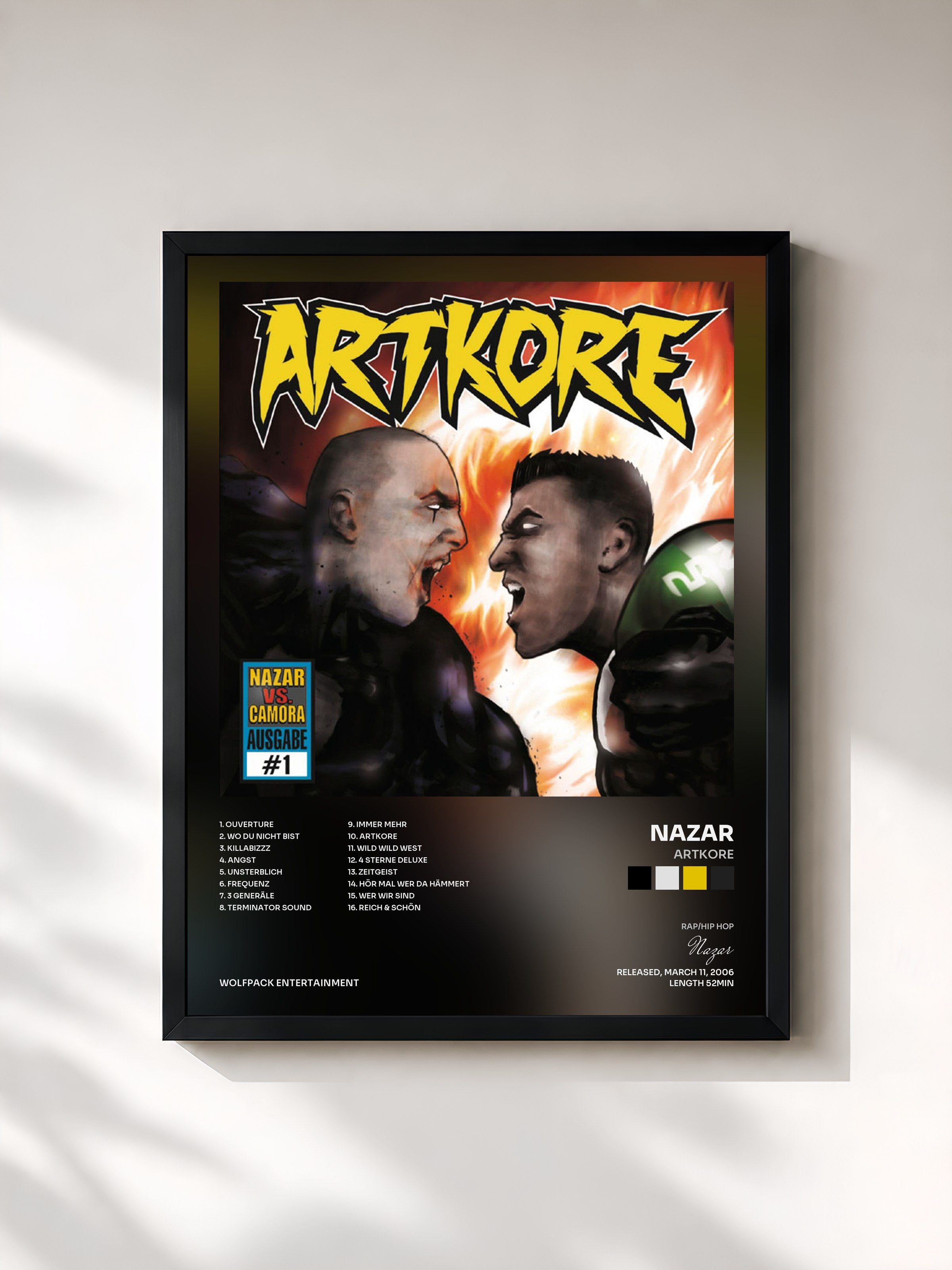 #noir Tableau de l'album Artkore de Nazar, cadre noir, imprimé et encadré en France