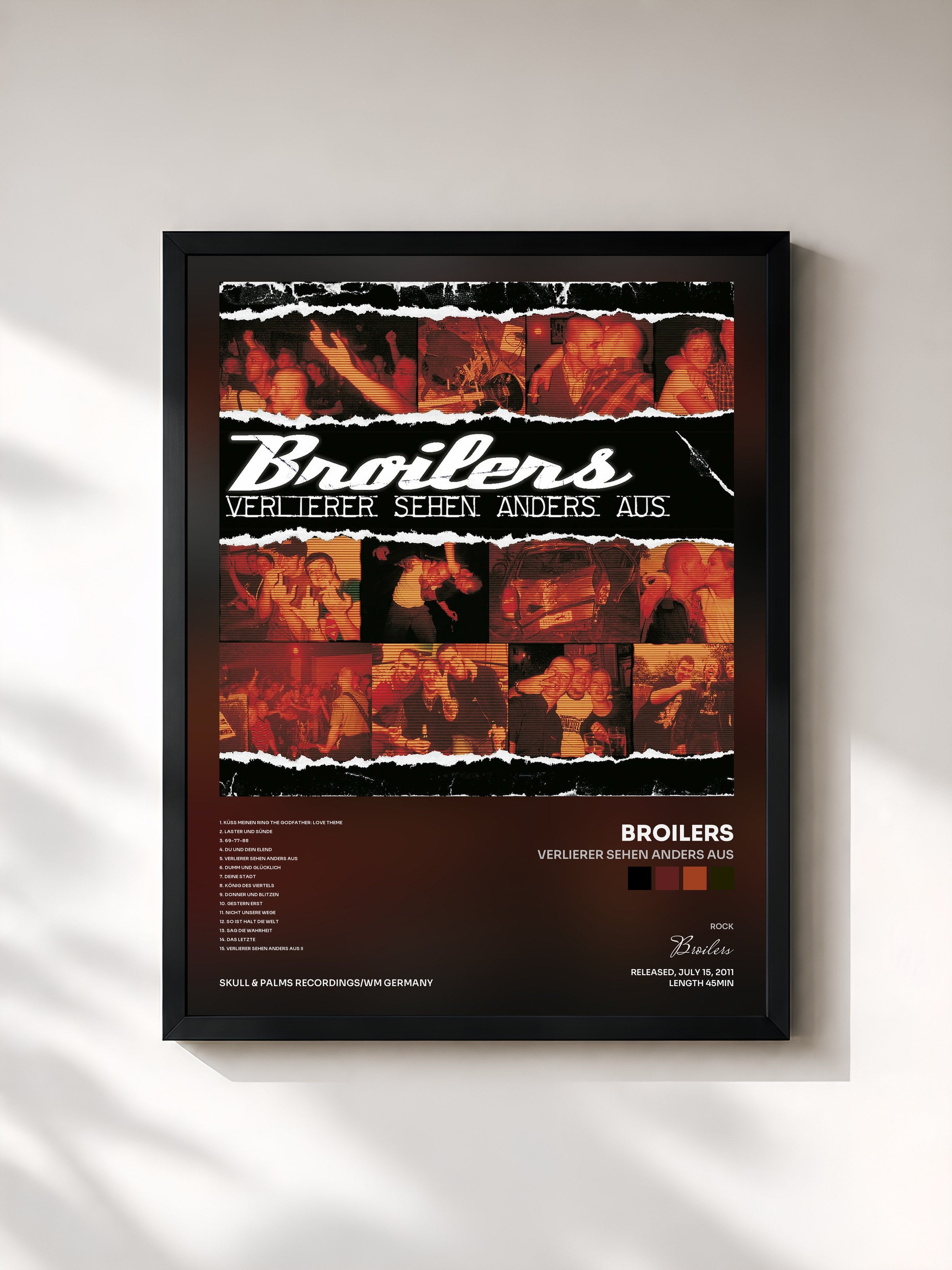 #noir Tableau de l'album Verlierer sehen anders aus de Broilers, cadre noir, imprimé et encadré en France