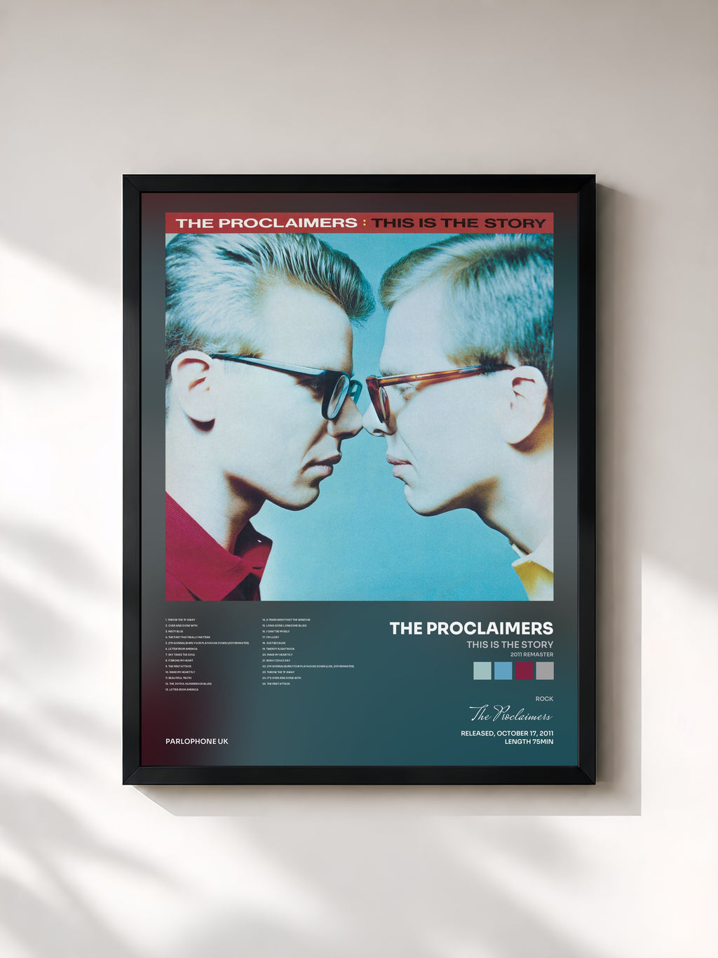 #noir Tableau de l'album This Is the Story (2011 Remaster) de The Proclaimers, cadre noir, imprimé et encadré en France