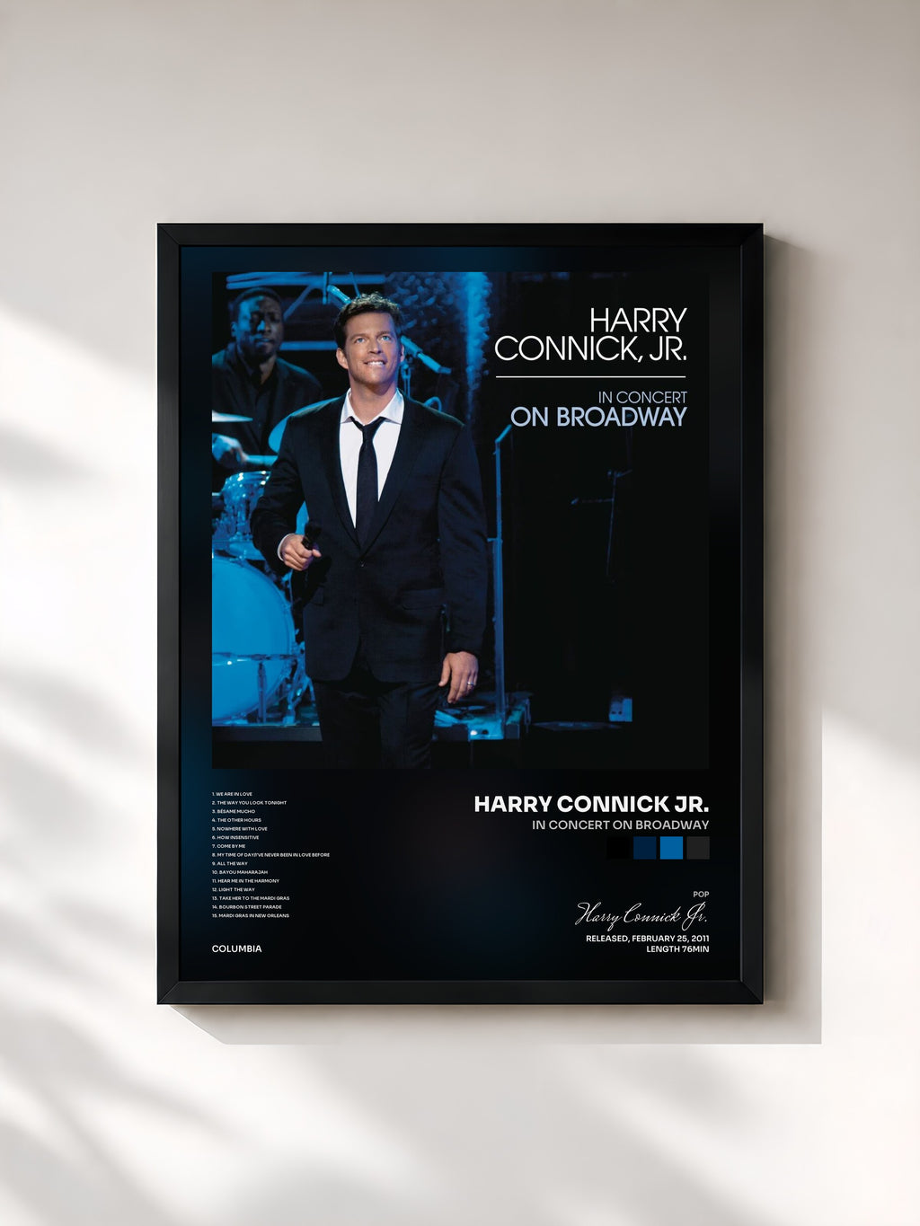 #noir Tableau de l'album In Concert On Broadway de Harry Connick Jr., cadre noir, imprimé et encadré en France