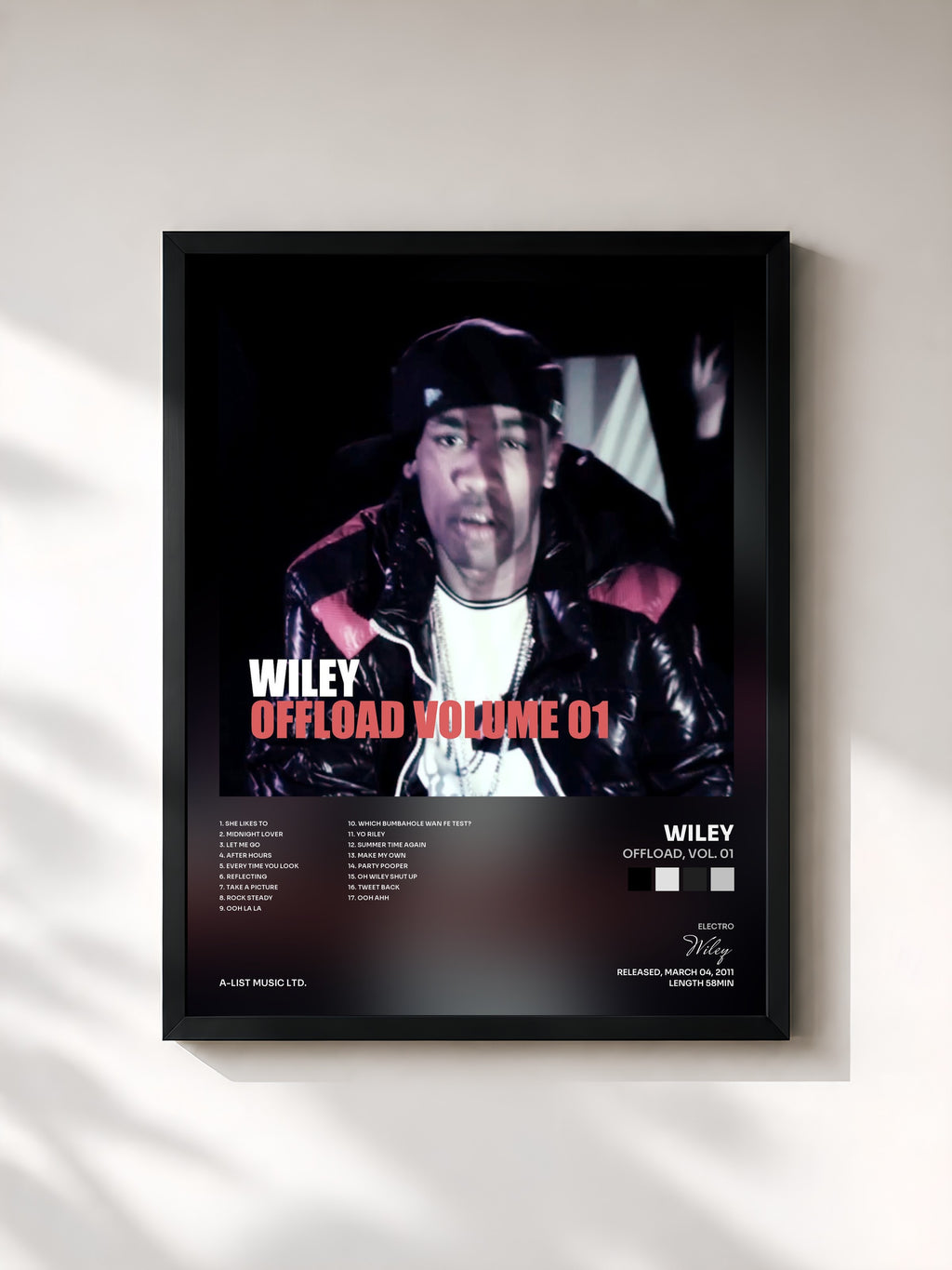 #noir Tableau de l'album Offload, Vol. 01 de Wiley, cadre noir, imprimé et encadré en France