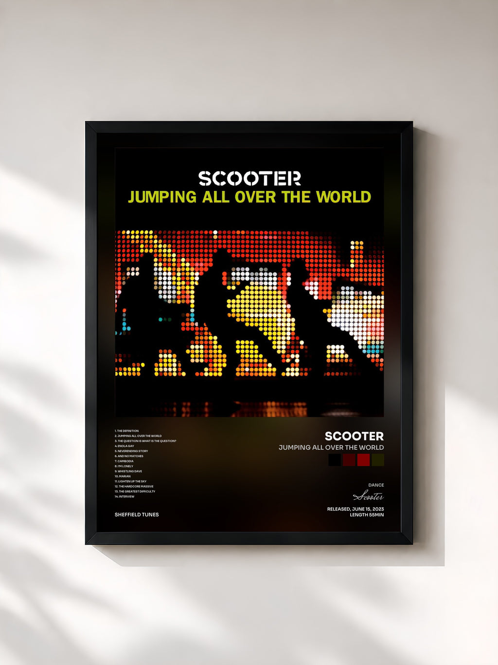 #noir Tableau de l'album Jumping All Over The World de Scooter, cadre noir, imprimé et encadré en France