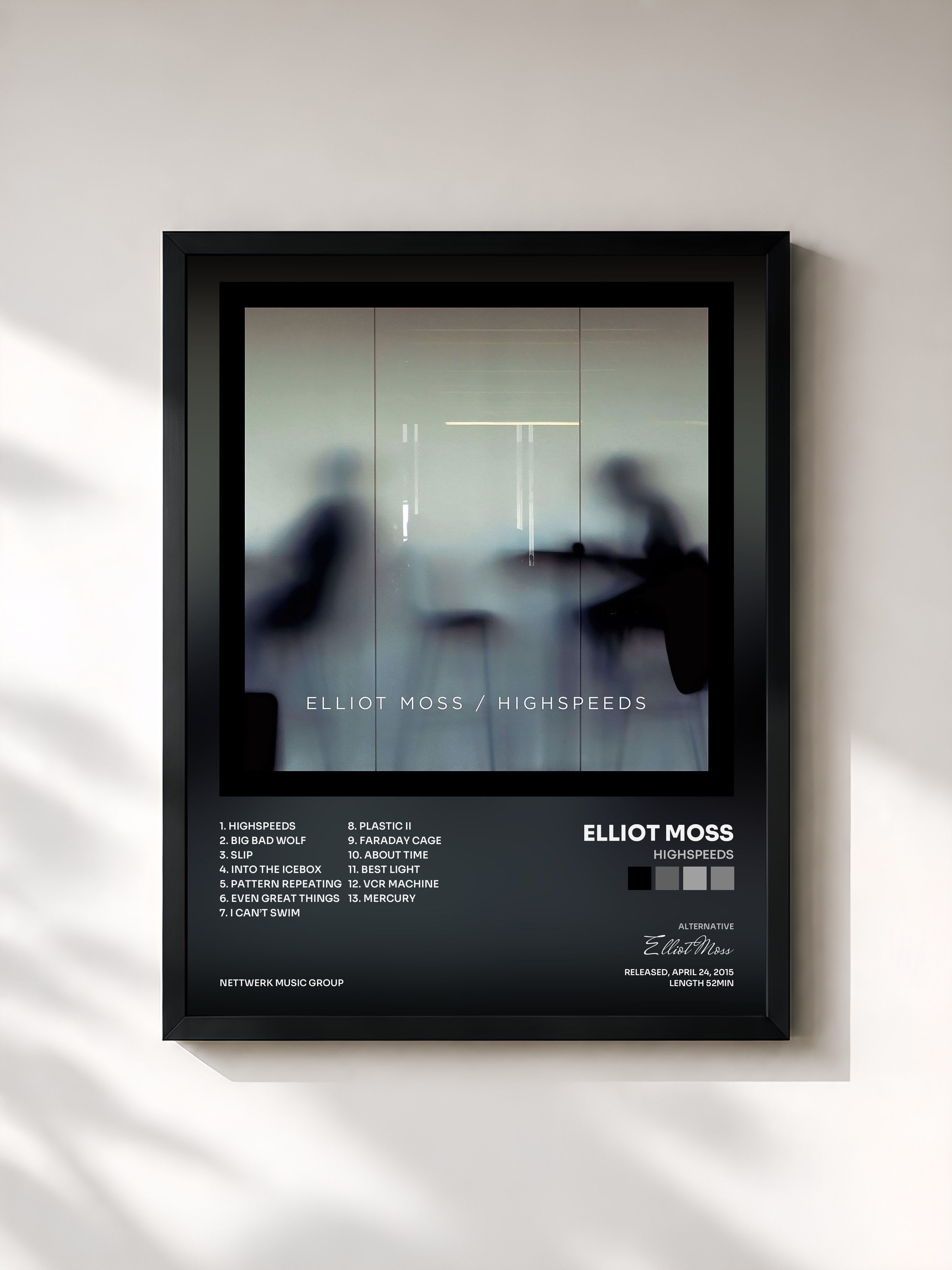 #noir Tableau de l'album Highspeeds de Elliot Moss, cadre noir, imprimé et encadré en France