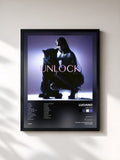 #noir Tableau de l'album Unlock de Luciano, cadre noir, imprimé et encadré en France