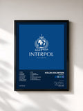 #noir Tableau de l'album INTERPOL de Kolja Goldstein, cadre noir, imprimé et encadré en France