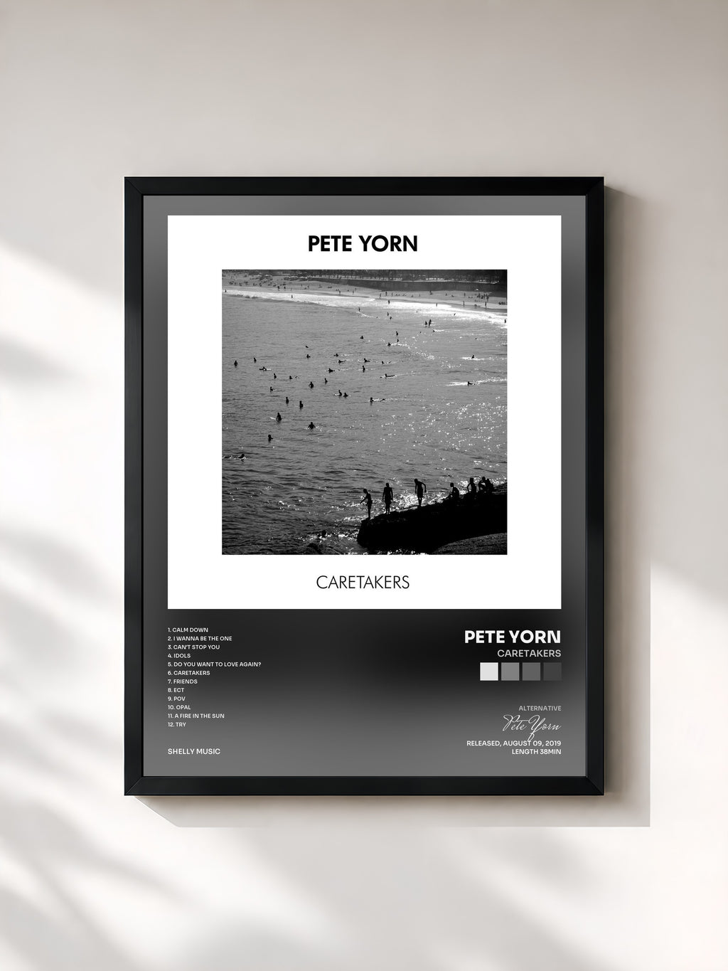 #noir Tableau de l'album Caretakers de Pete Yorn, cadre noir, imprimé et encadré en France
