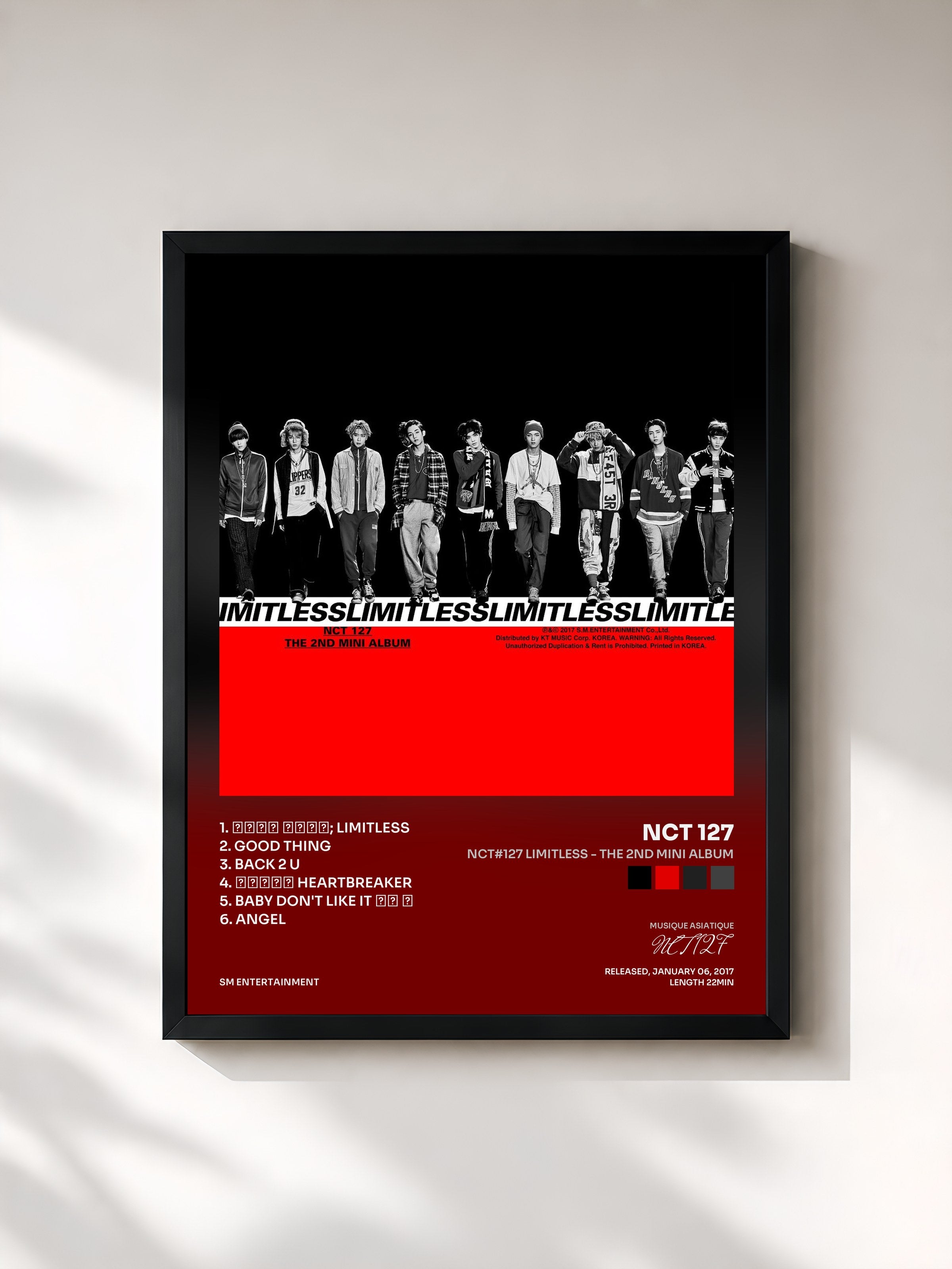 #noir Tableau de l'album NCT#127 LIMITLESS - The 2nd Mini Album de NCT 127, cadre noir, imprimé et encadré en France