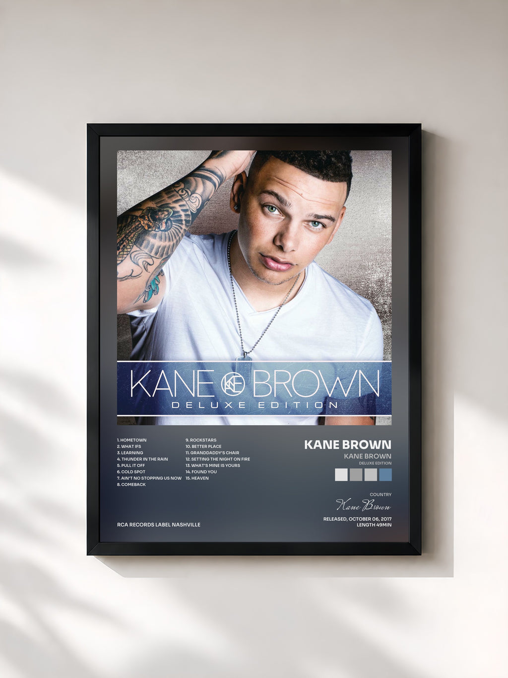 #noir Tableau de l'album Kane Brown (Deluxe Edition) de Kane Brown, cadre noir, imprimé et encadré en France