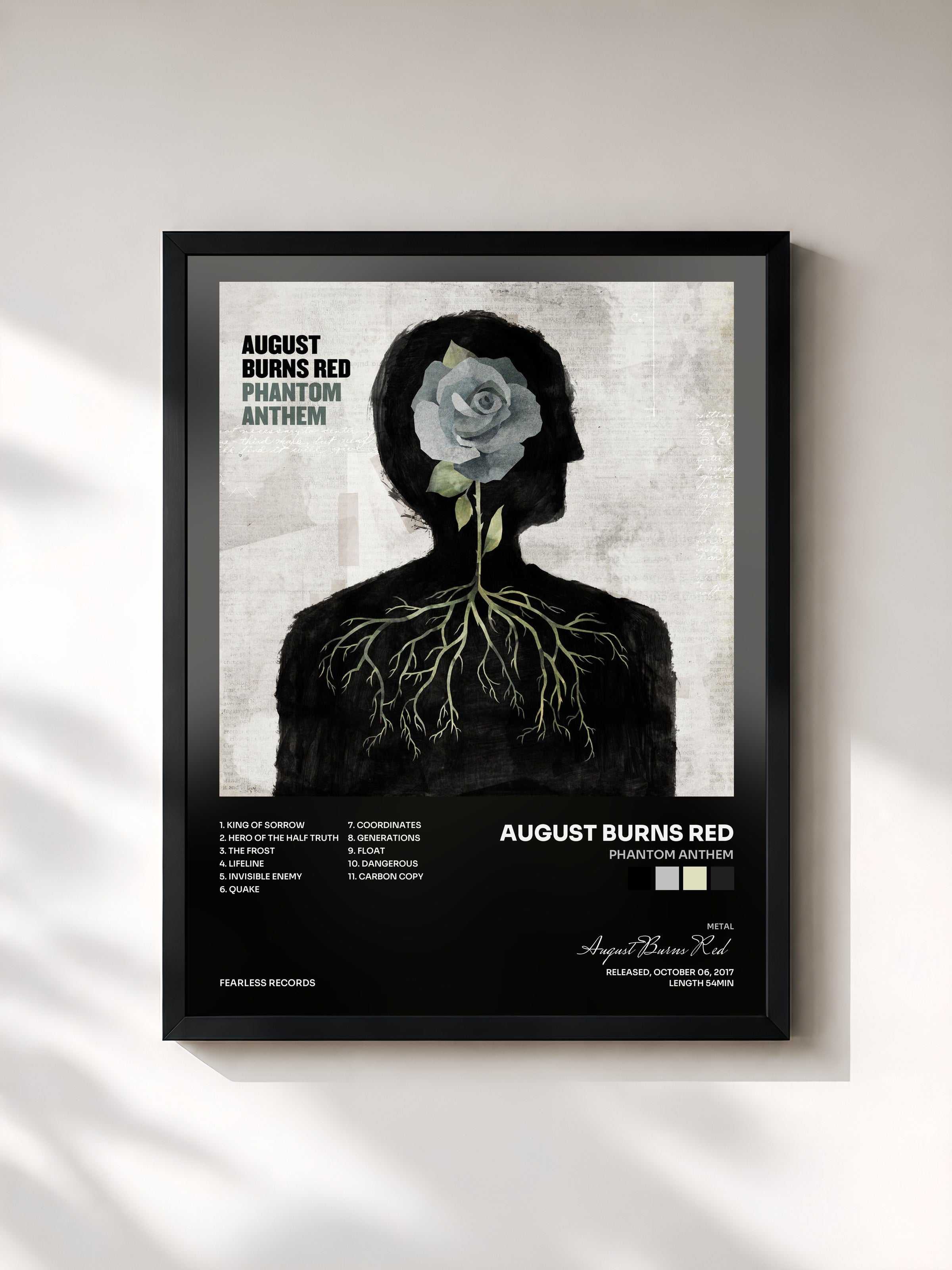 #noir Tableau de l'album Phantom Anthem de August Burns Red, cadre noir, imprimé et encadré en France