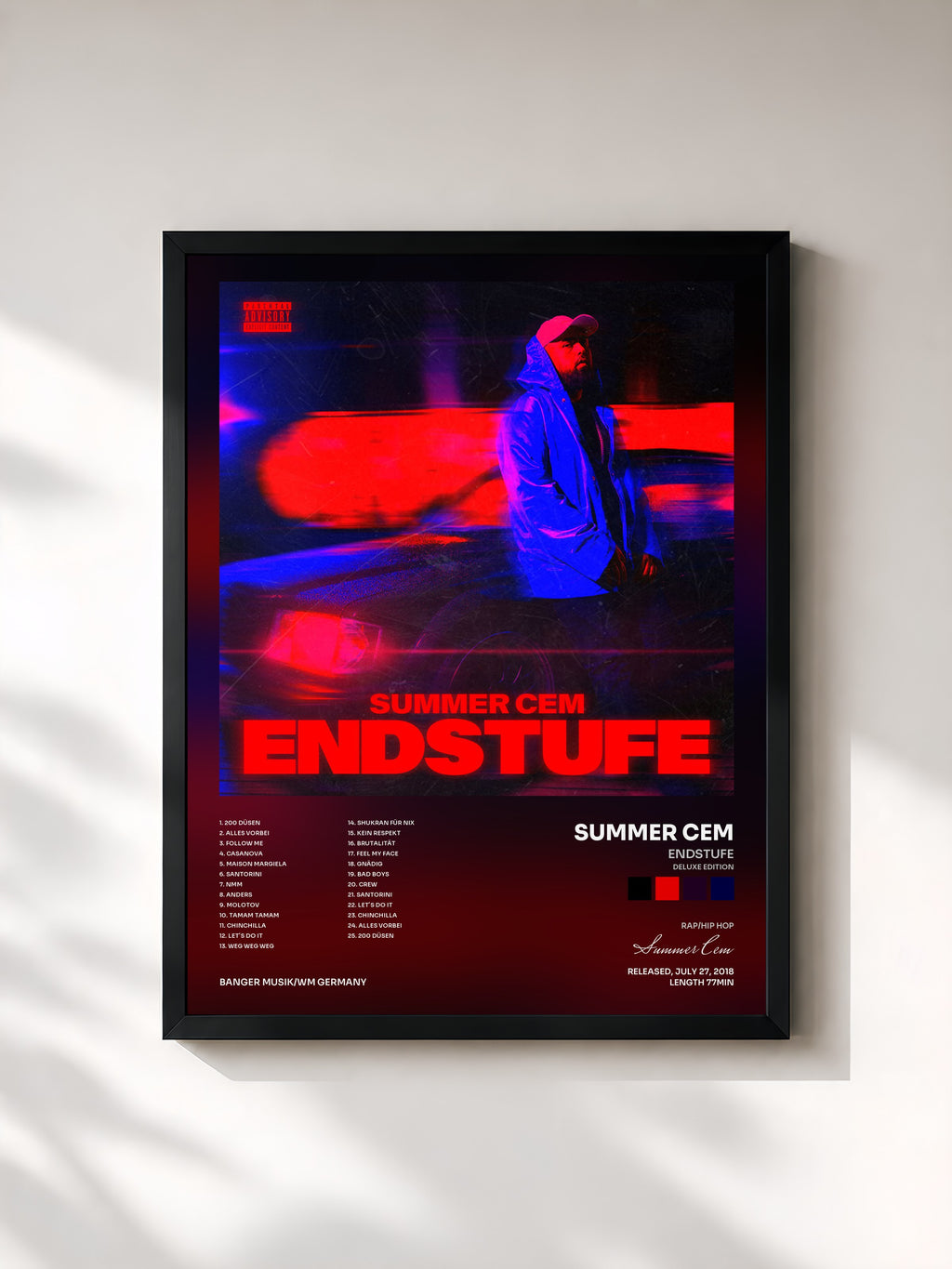 #noir Tableau de l'album Endstufe (Deluxe Edition) de Summer Cem, cadre noir, imprimé et encadré en France