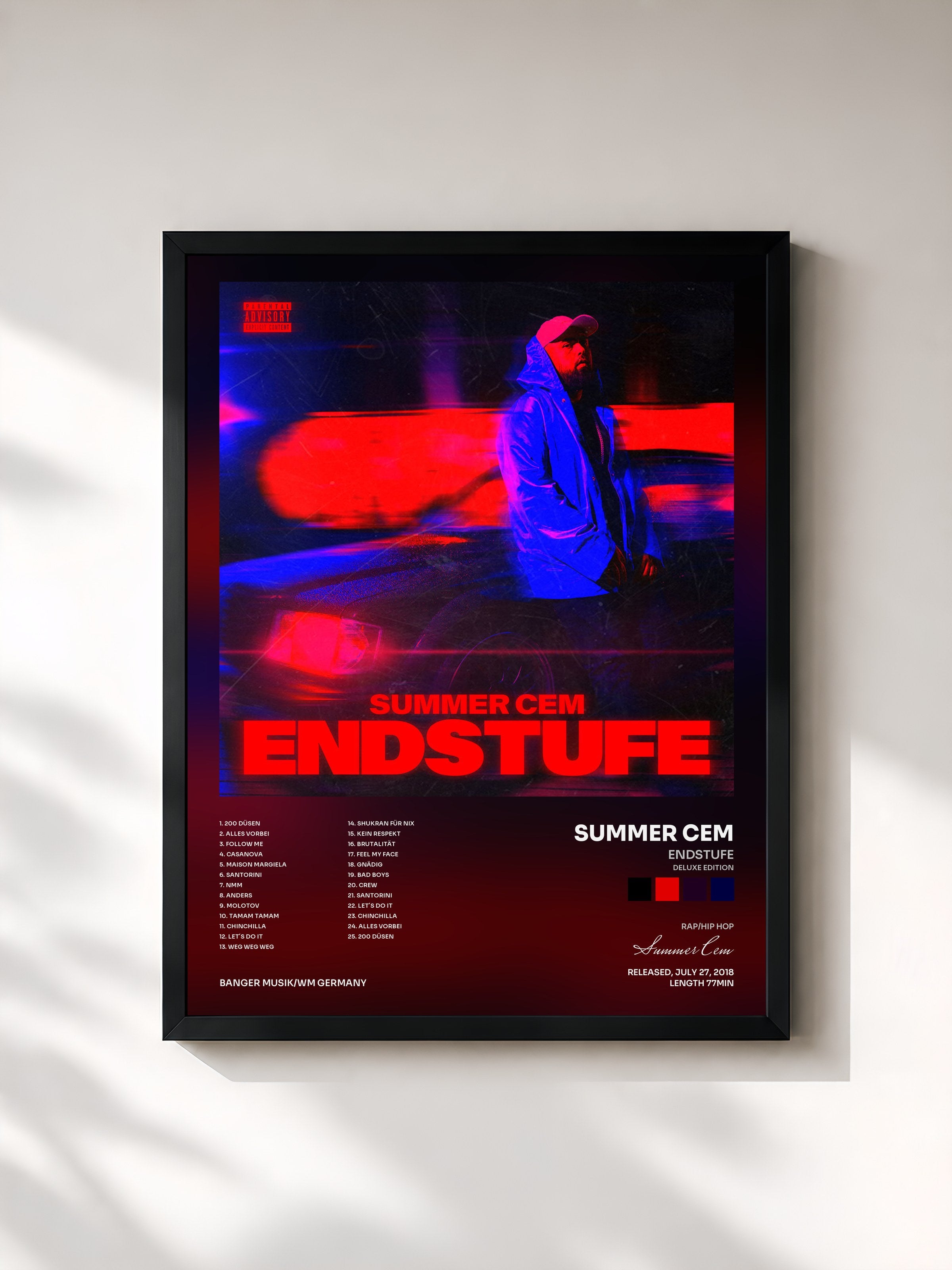 #noir Tableau de l'album Endstufe (Deluxe Edition) de Summer Cem, cadre noir, imprimé et encadré en France
