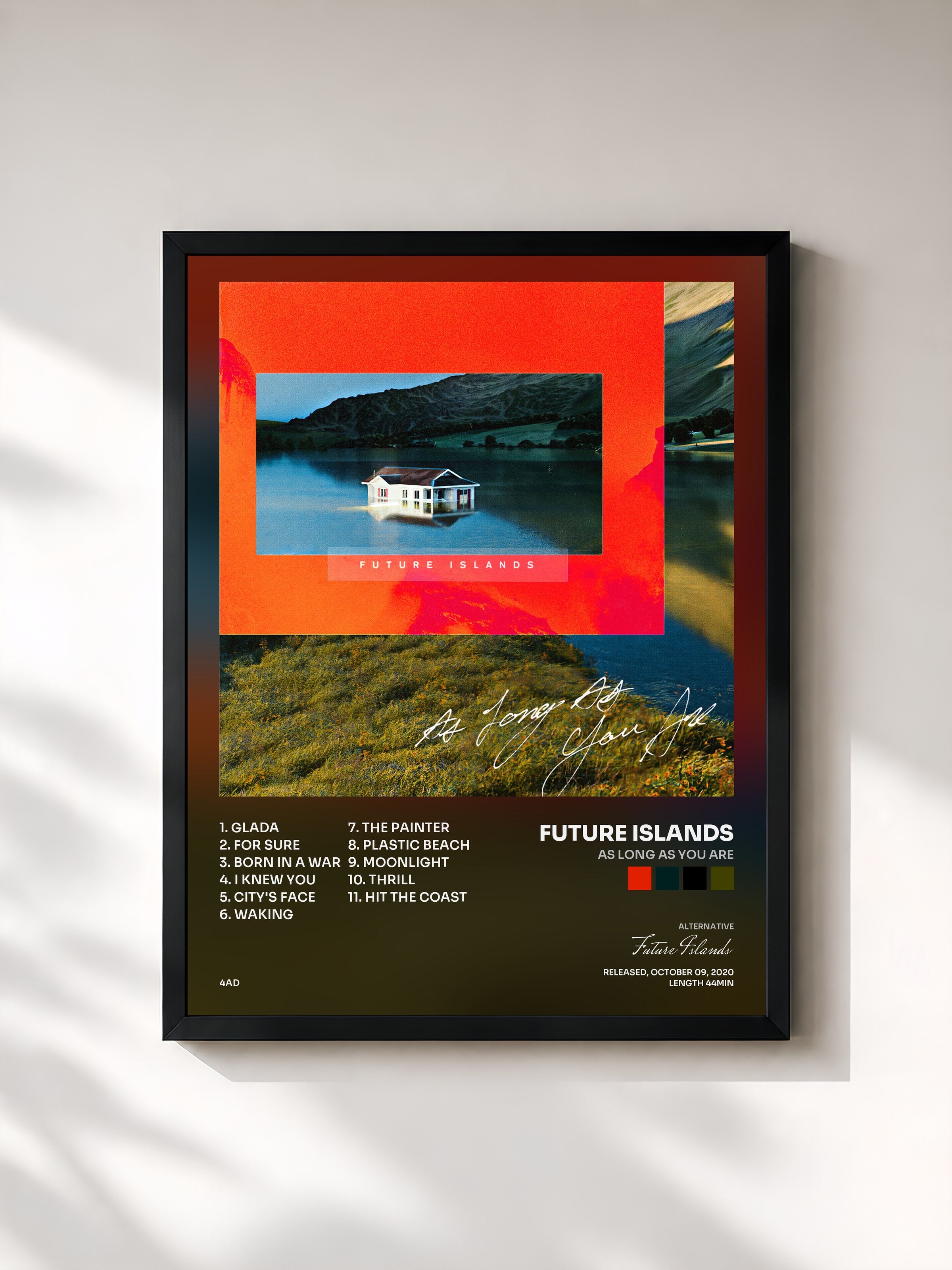 #noir Tableau de l'album As Long As You Are de Future Islands, cadre noir, imprimé et encadré en France