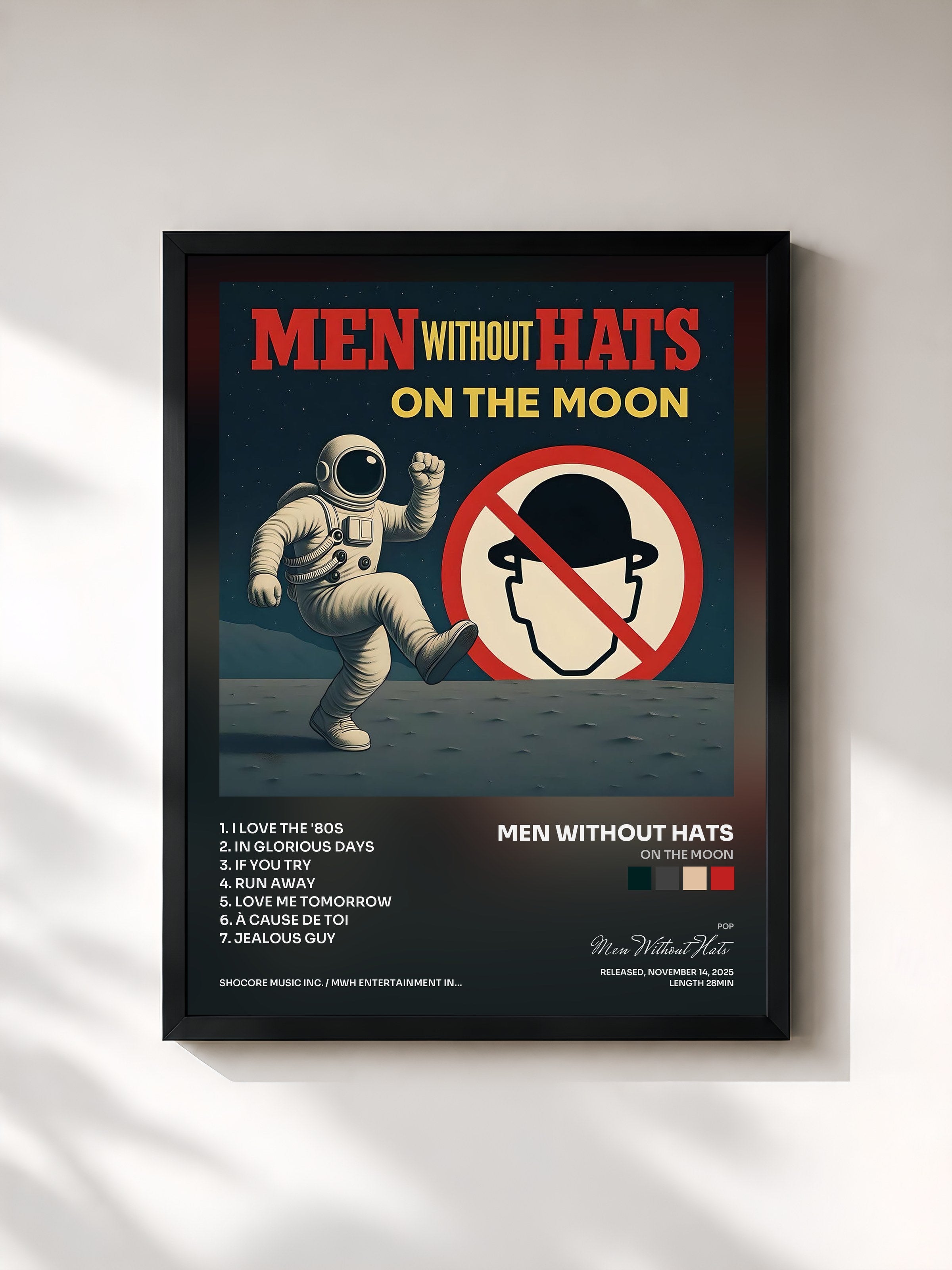 #noir Tableau de l'album On the Moon de Men Without Hats, cadre noir, imprimé et encadré en France