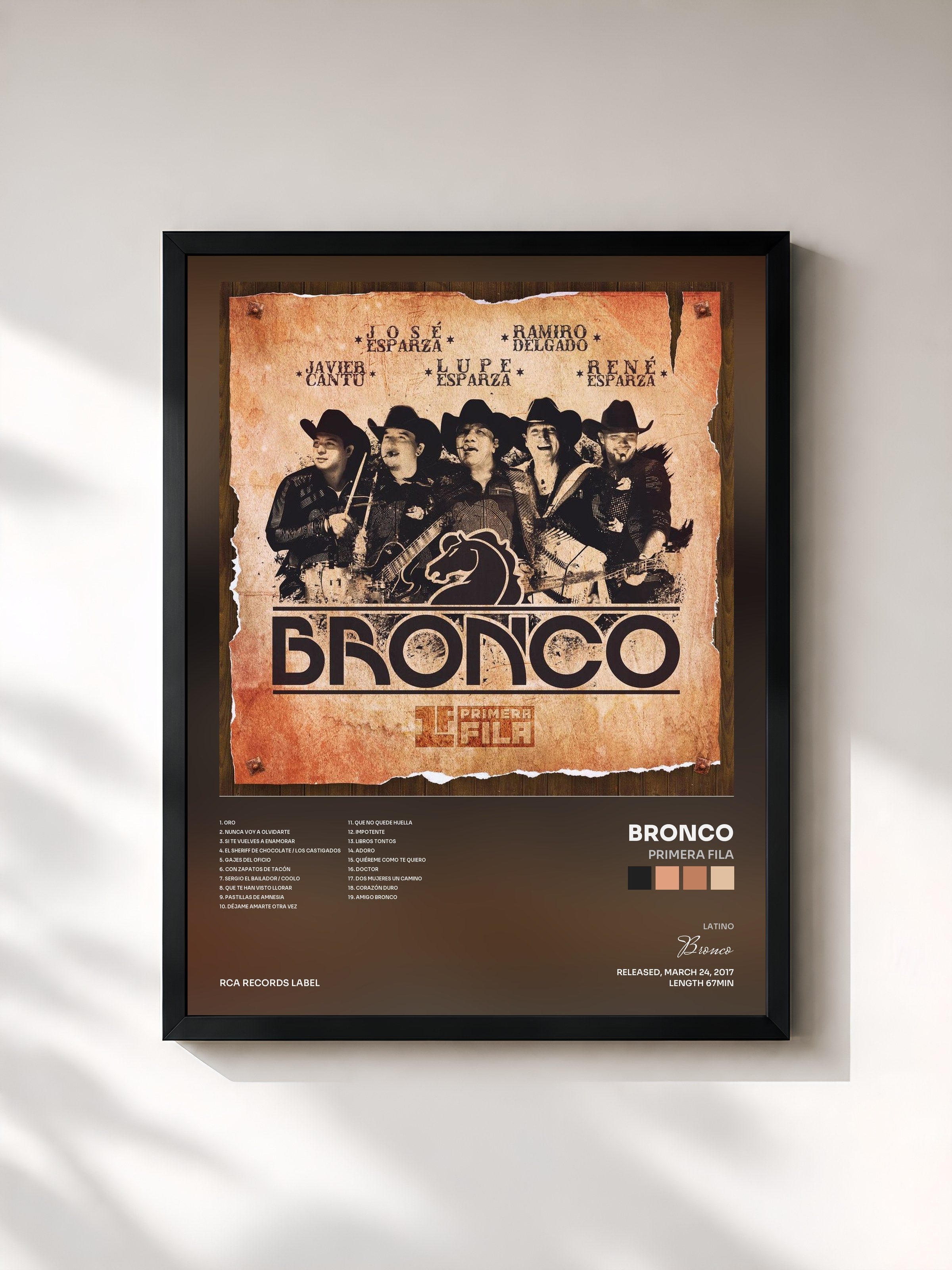 #noir Tableau de l'album Primera Fila de Bronco, cadre noir, imprimé et encadré en France
