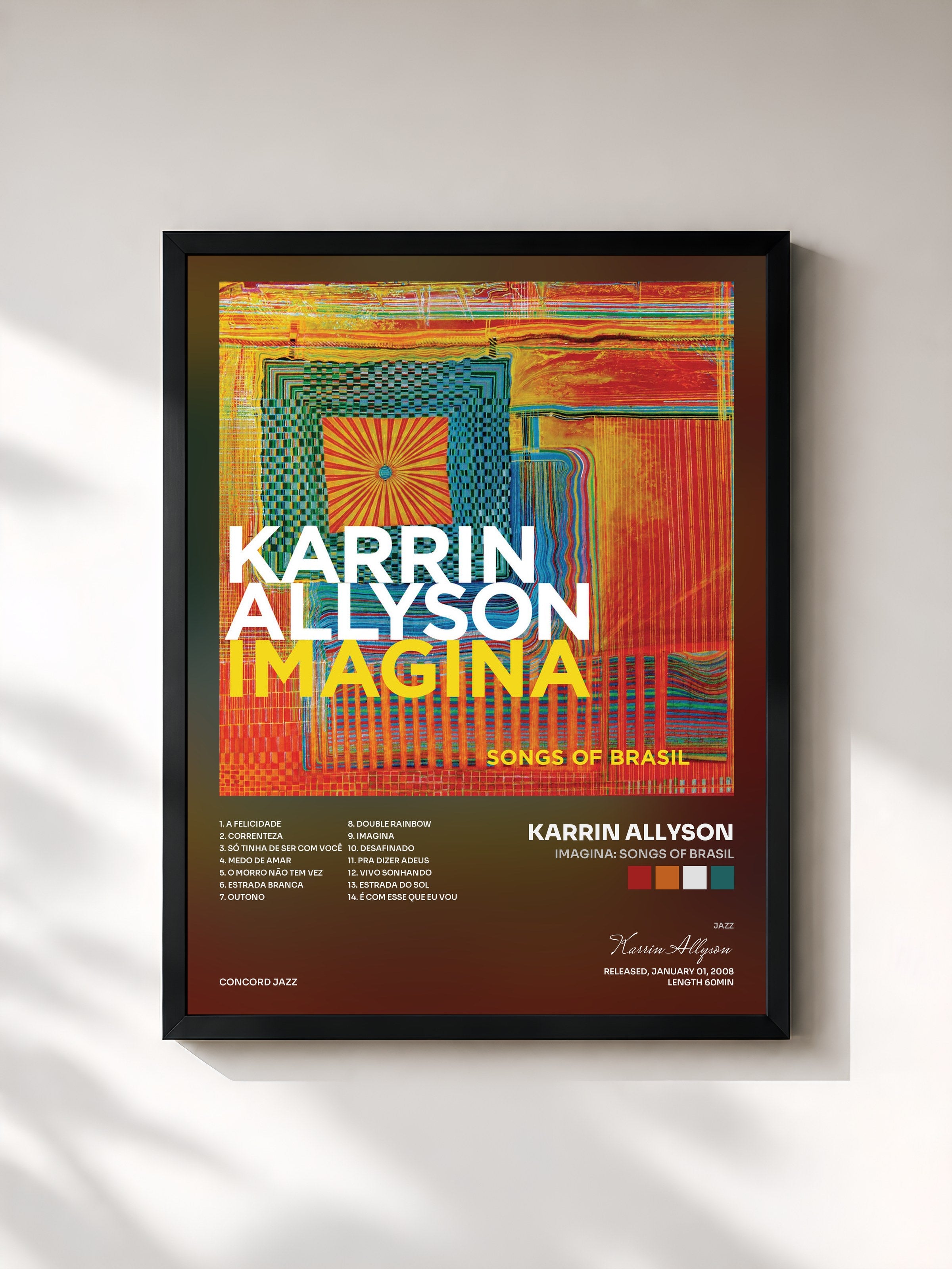 #noir Tableau de l'album Imagina: Songs Of Brasil de Karrin Allyson, cadre noir, imprimé et encadré en France