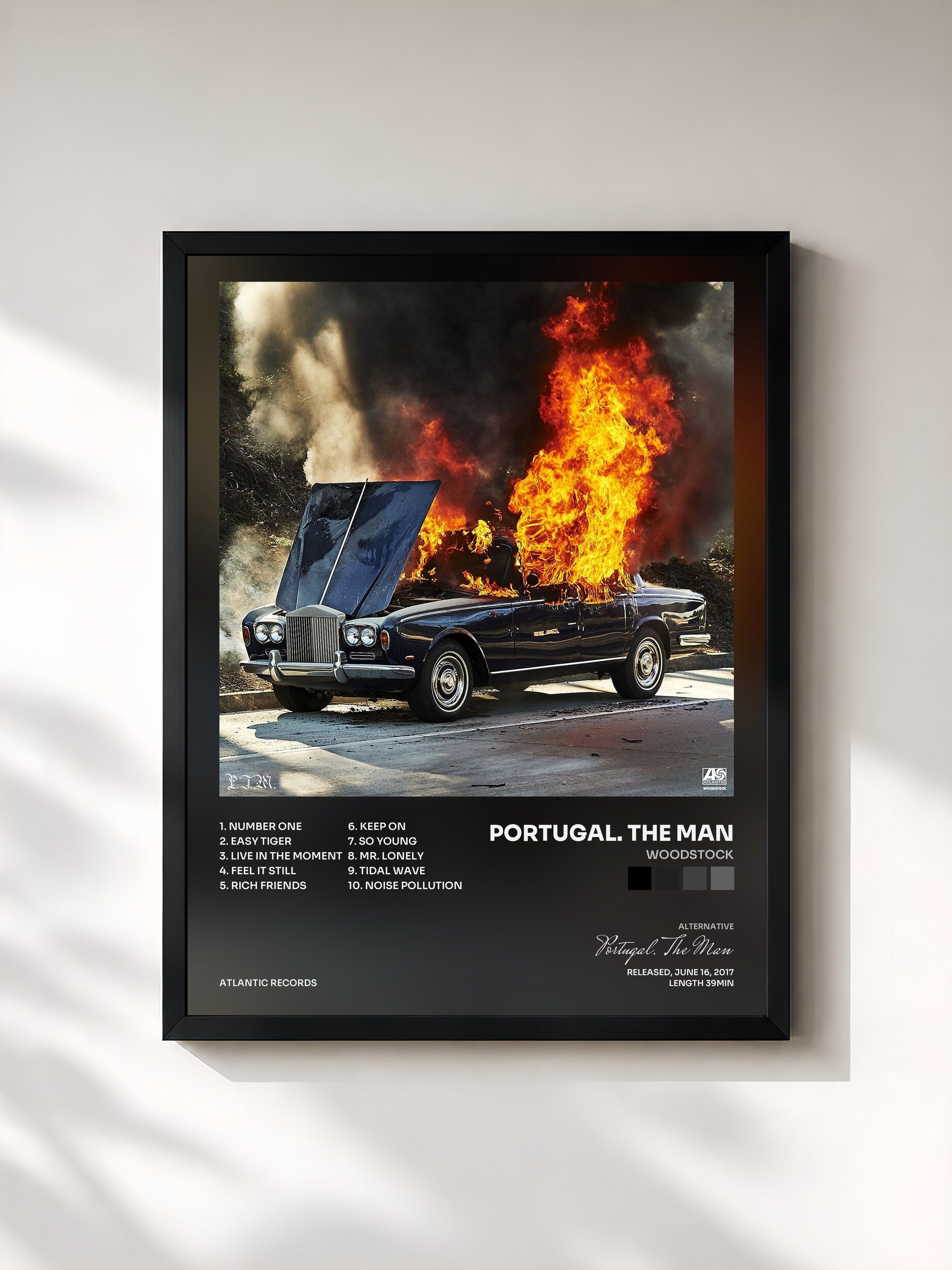 #noir Tableau de l'album Woodstock de Portugal. The Man, cadre noir, imprimé et encadré en France