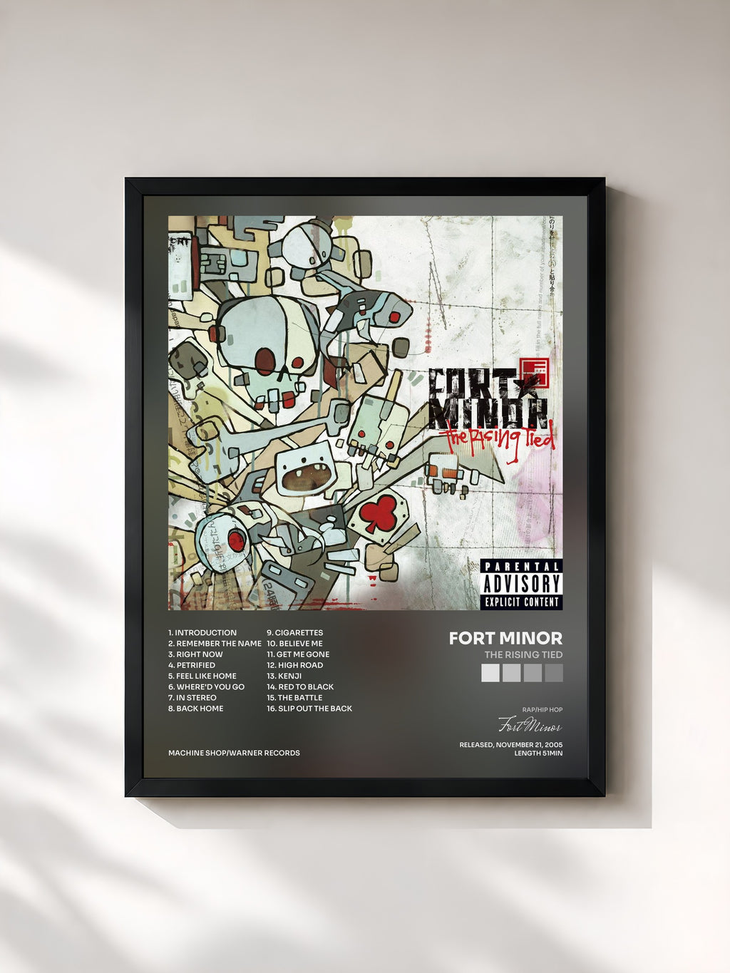 #noir Tableau de l'album The Rising Tied de Fort Minor, cadre noir, imprimé et encadré en France