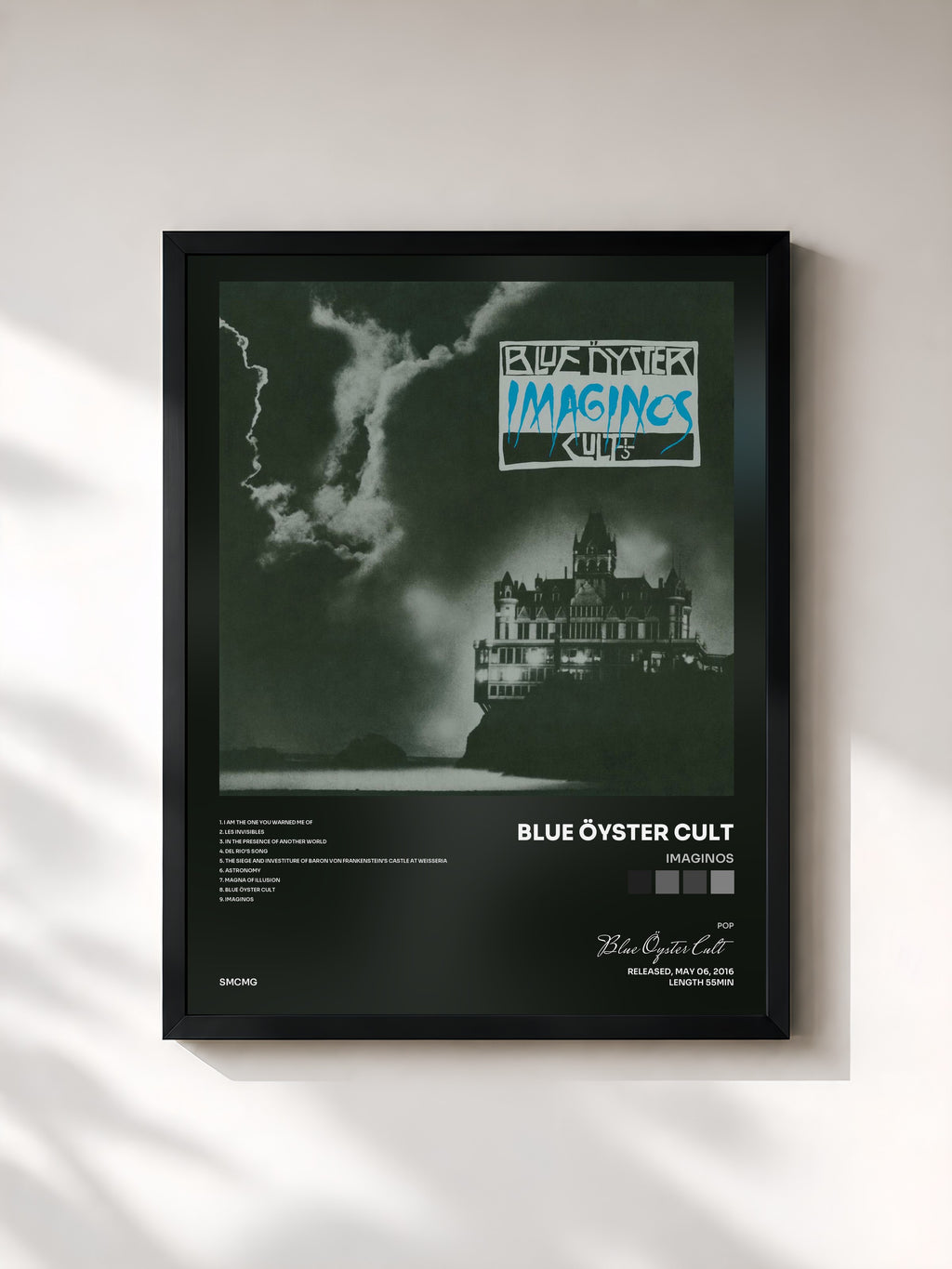 #noir Tableau de l'album Imaginos de Blue Öyster Cult, cadre noir, imprimé et encadré en France