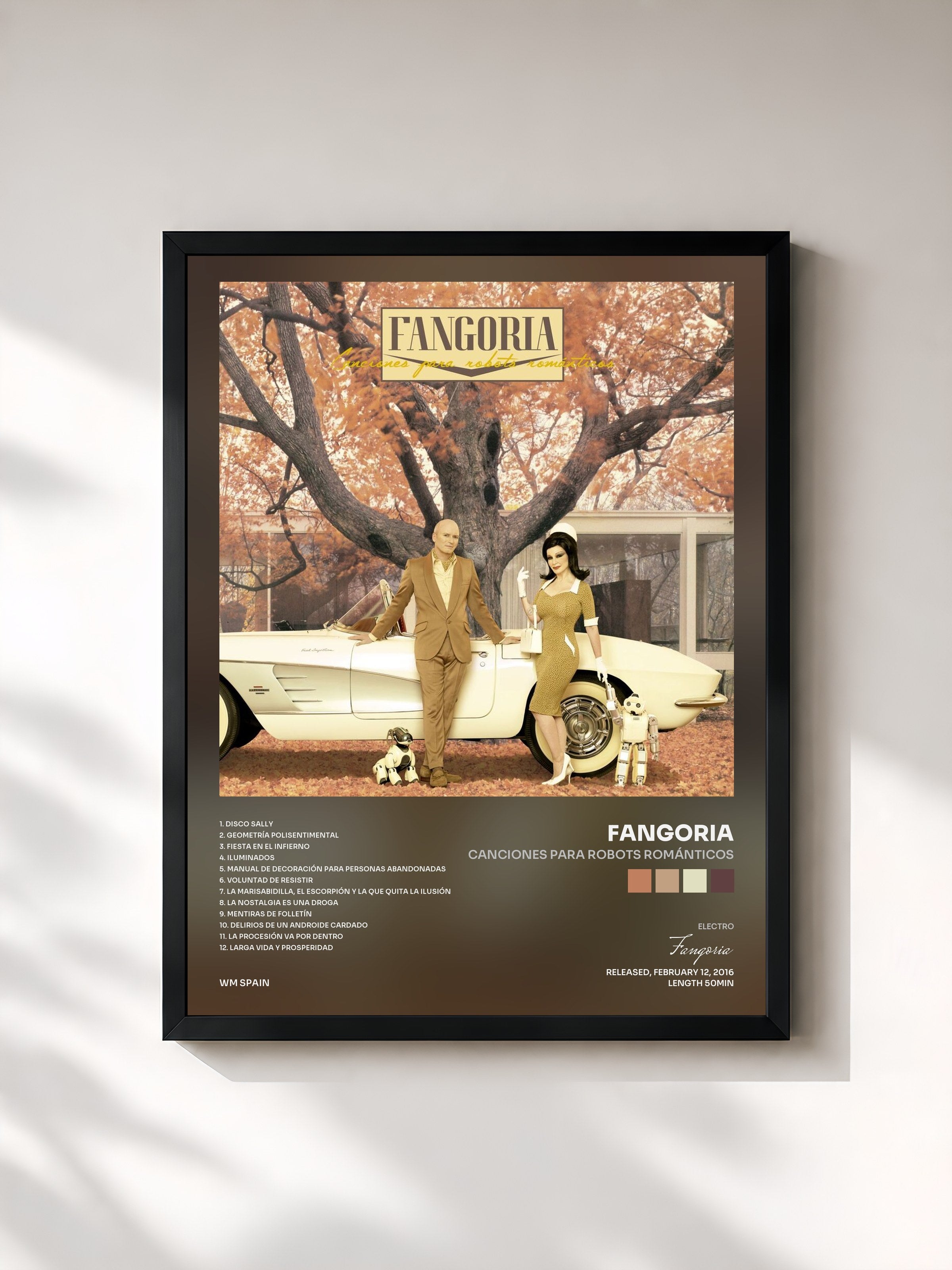 #noir Tableau de l'album Canciones para robots románticos de Fangoria, cadre noir, imprimé et encadré en France