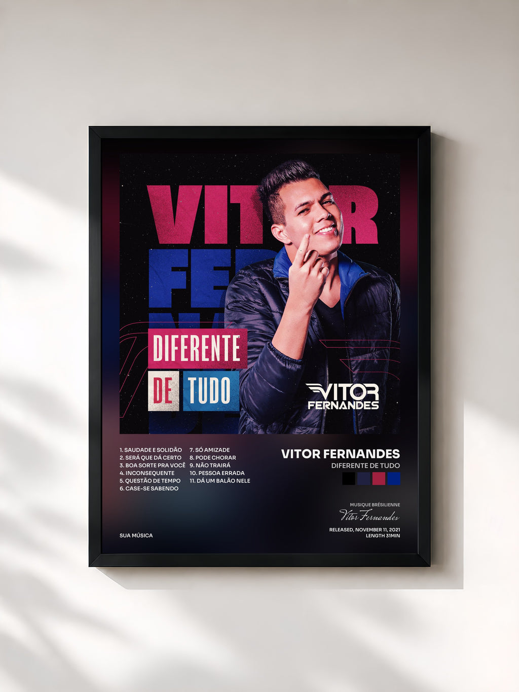 #noir Tableau de l'album Diferente de Tudo de Vitor Fernandes, cadre noir, imprimé et encadré en France