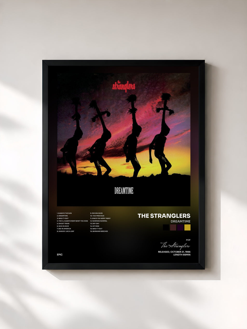 #noir Tableau de l'album Dreamtime de The Stranglers, cadre noir, imprimé et encadré en France