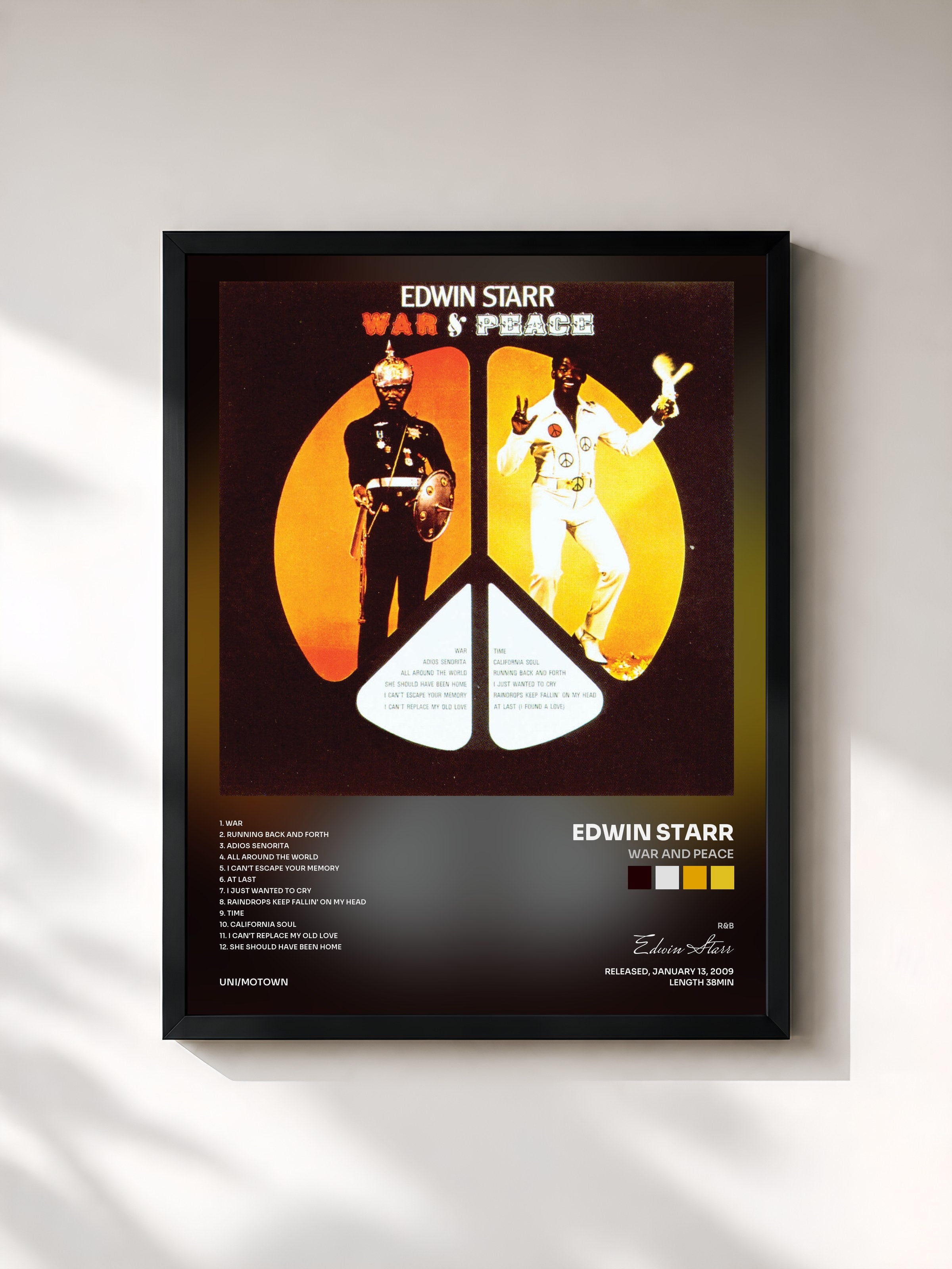 #noir Tableau de l'album War And Peace de Edwin Starr, cadre noir, imprimé et encadré en France