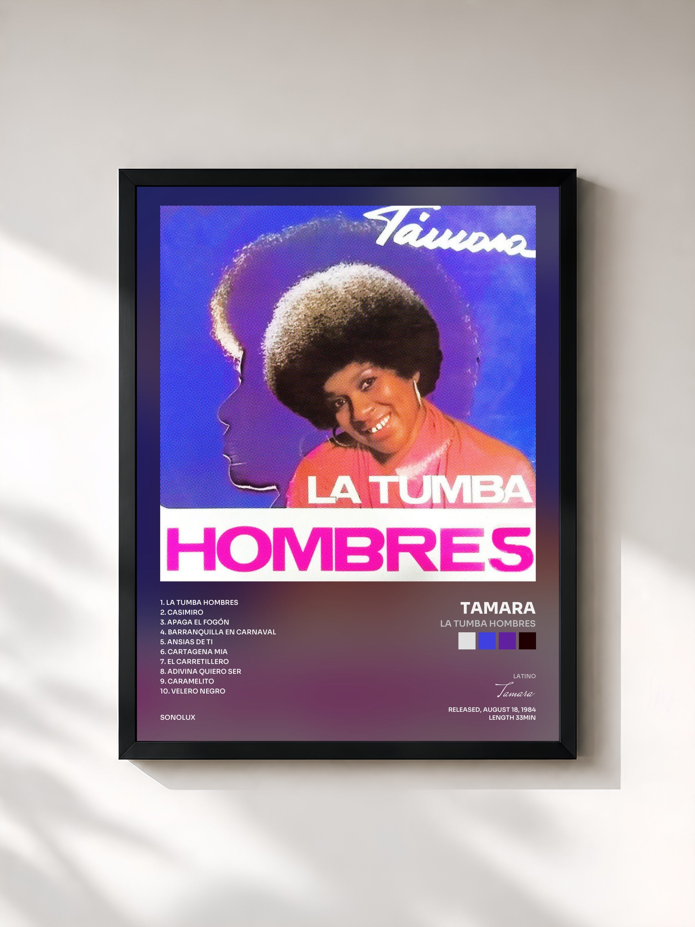 #noir Tableau de l'album La Tumba Hombres de Tamara, cadre noir, imprimé et encadré en France