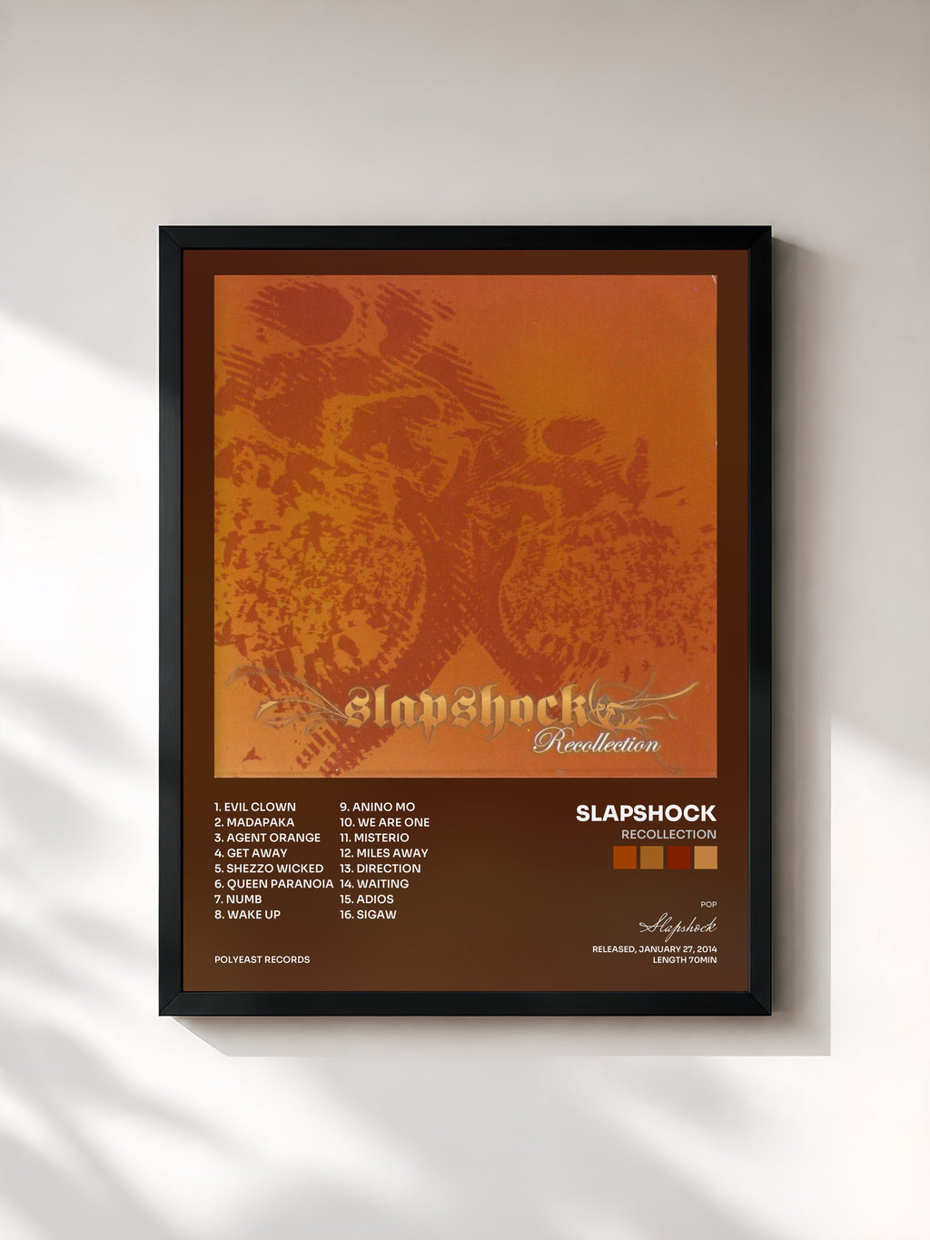 #noir Tableau de l'album Recollection de Slapshock, cadre noir, imprimé et encadré en France