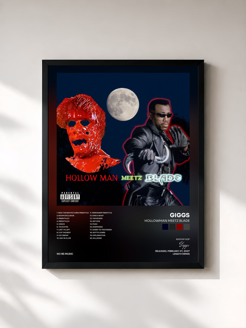 #noir Tableau de l'album Hollowman Meetz Blade de Giggs, cadre noir, imprimé et encadré en France