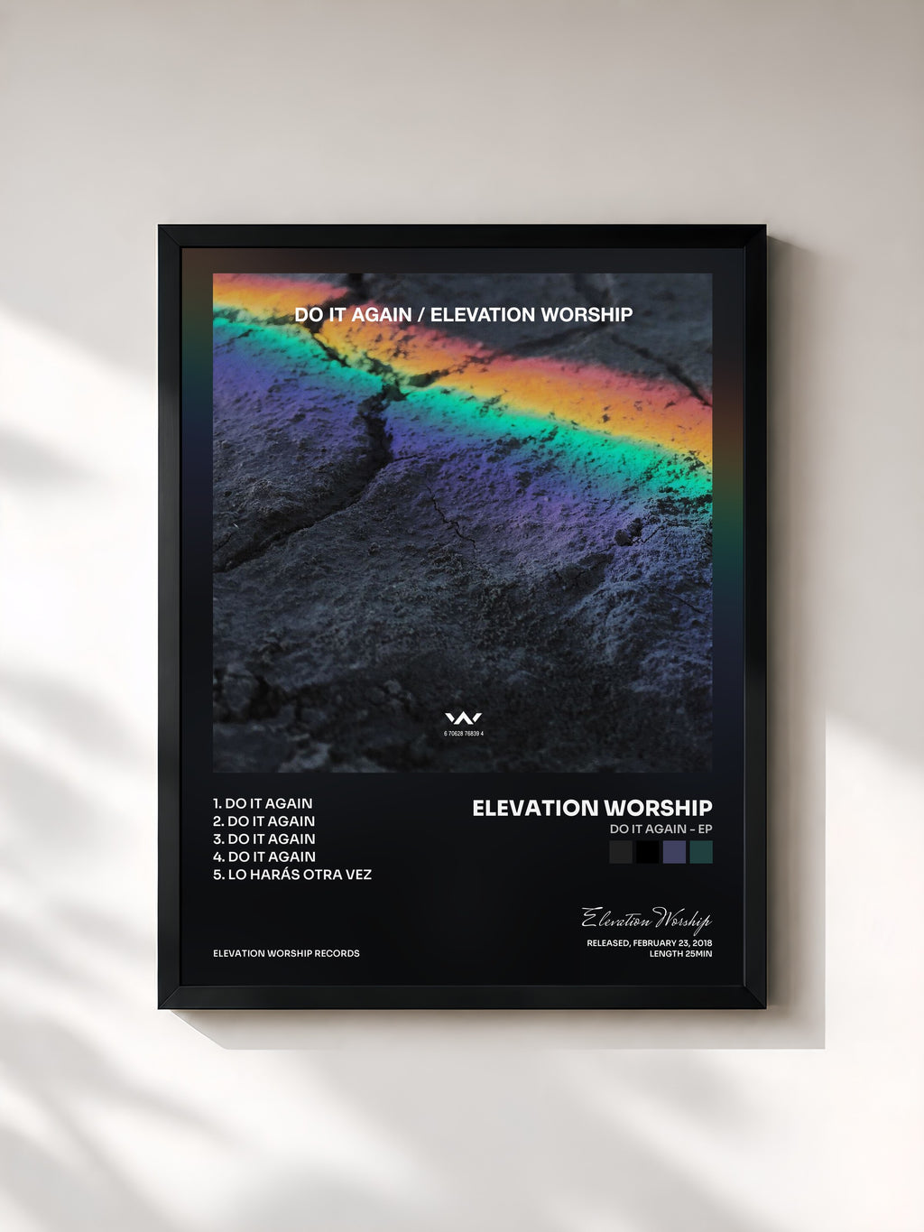 #noir Tableau de l'album Do It Again - EP de Elevation Worship, cadre noir, imprimé et encadré en France
