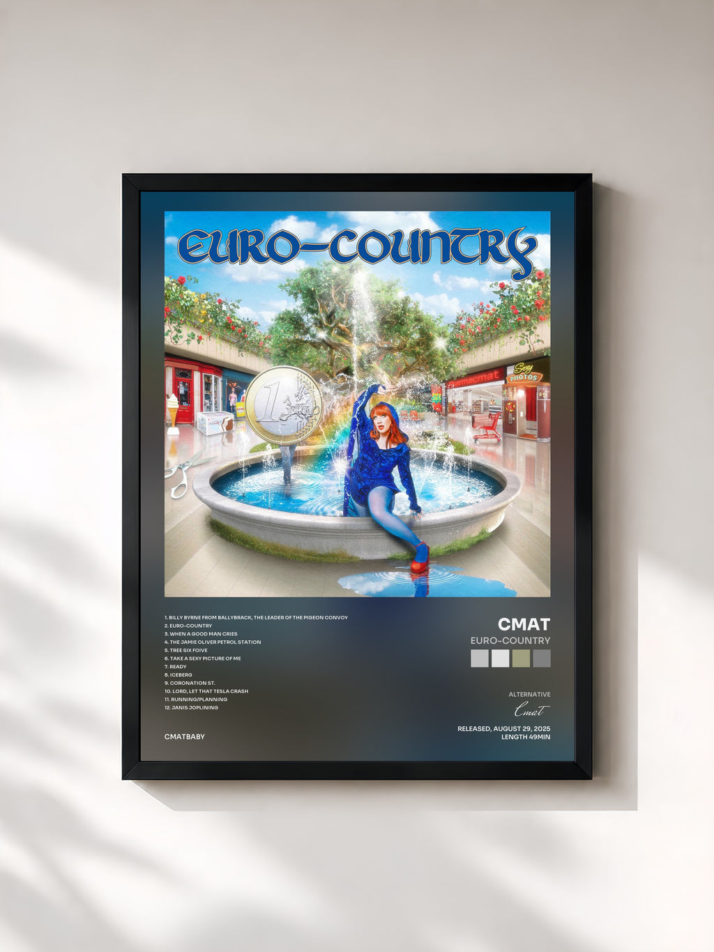 #noir Tableau de l'album EURO-COUNTRY de Cmat, cadre noir, imprimé et encadré en France