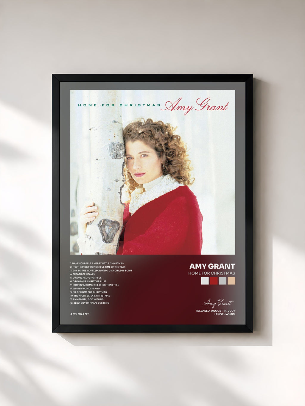 #noir Tableau de l'album Home For Christmas de Amy Grant, cadre noir, imprimé et encadré en France