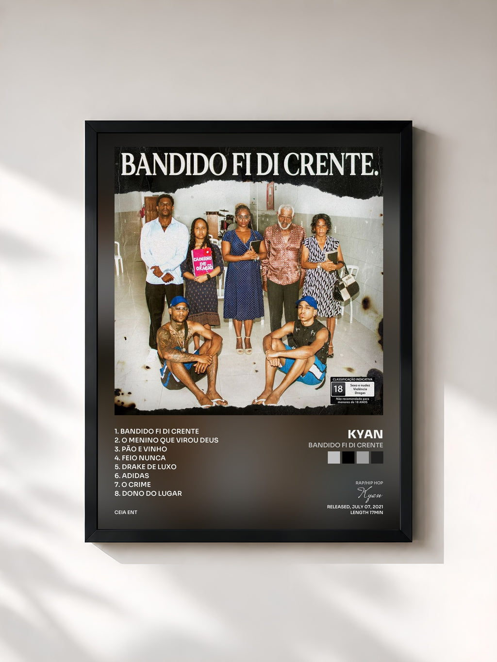 #noir Tableau de l'album Bandido Fi Di Crente de Kyan, cadre noir, imprimé et encadré en France