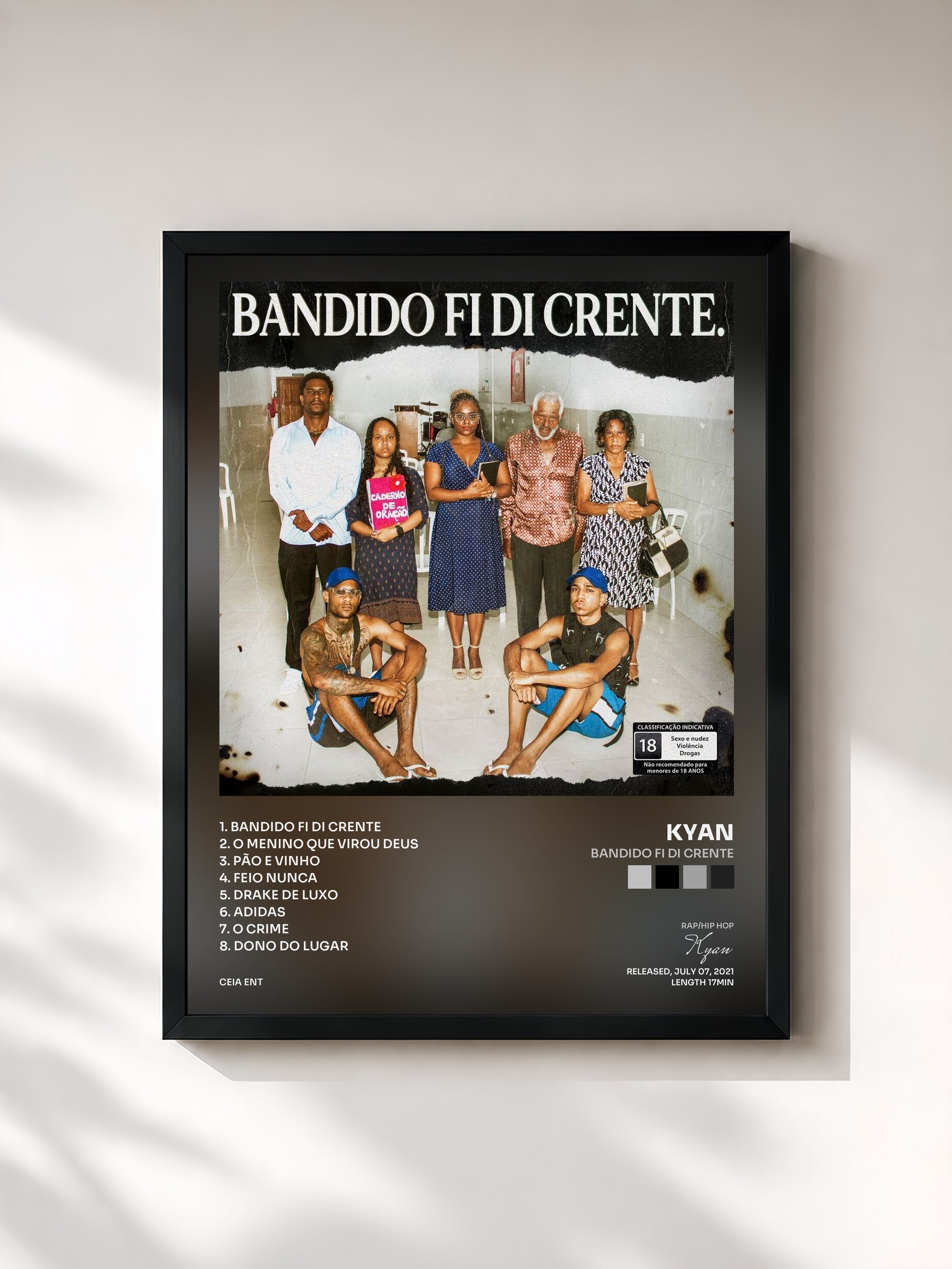 #noir Tableau de l'album Bandido Fi Di Crente de Kyan, cadre noir, imprimé et encadré en France