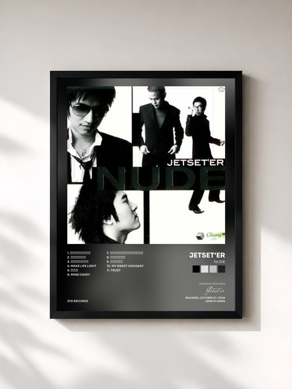 #noir Tableau de l'album Nude de Jetset'er, cadre noir, imprimé et encadré en France