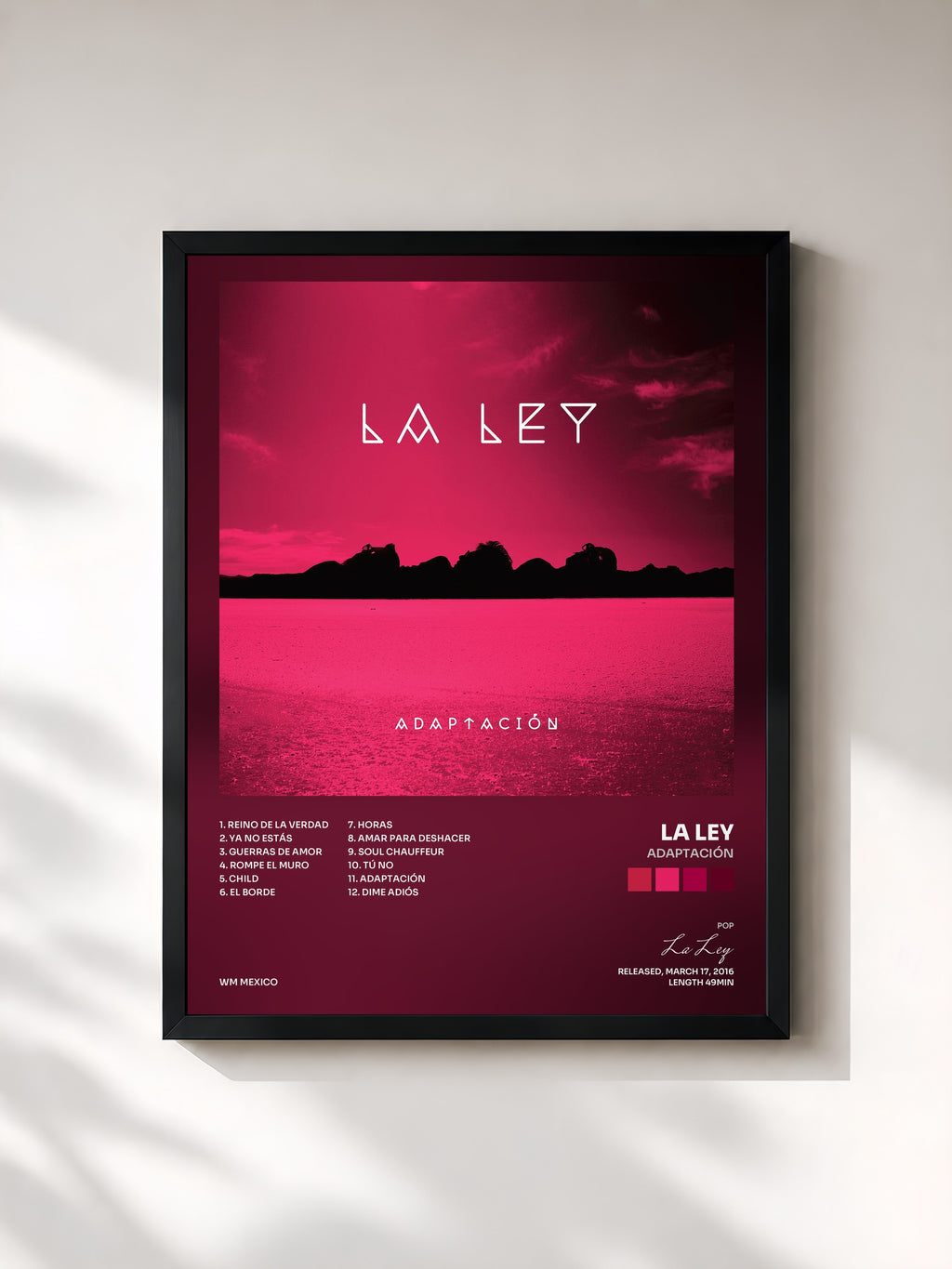 #noir Tableau de l'album Adaptación de La Ley, cadre noir, imprimé et encadré en France