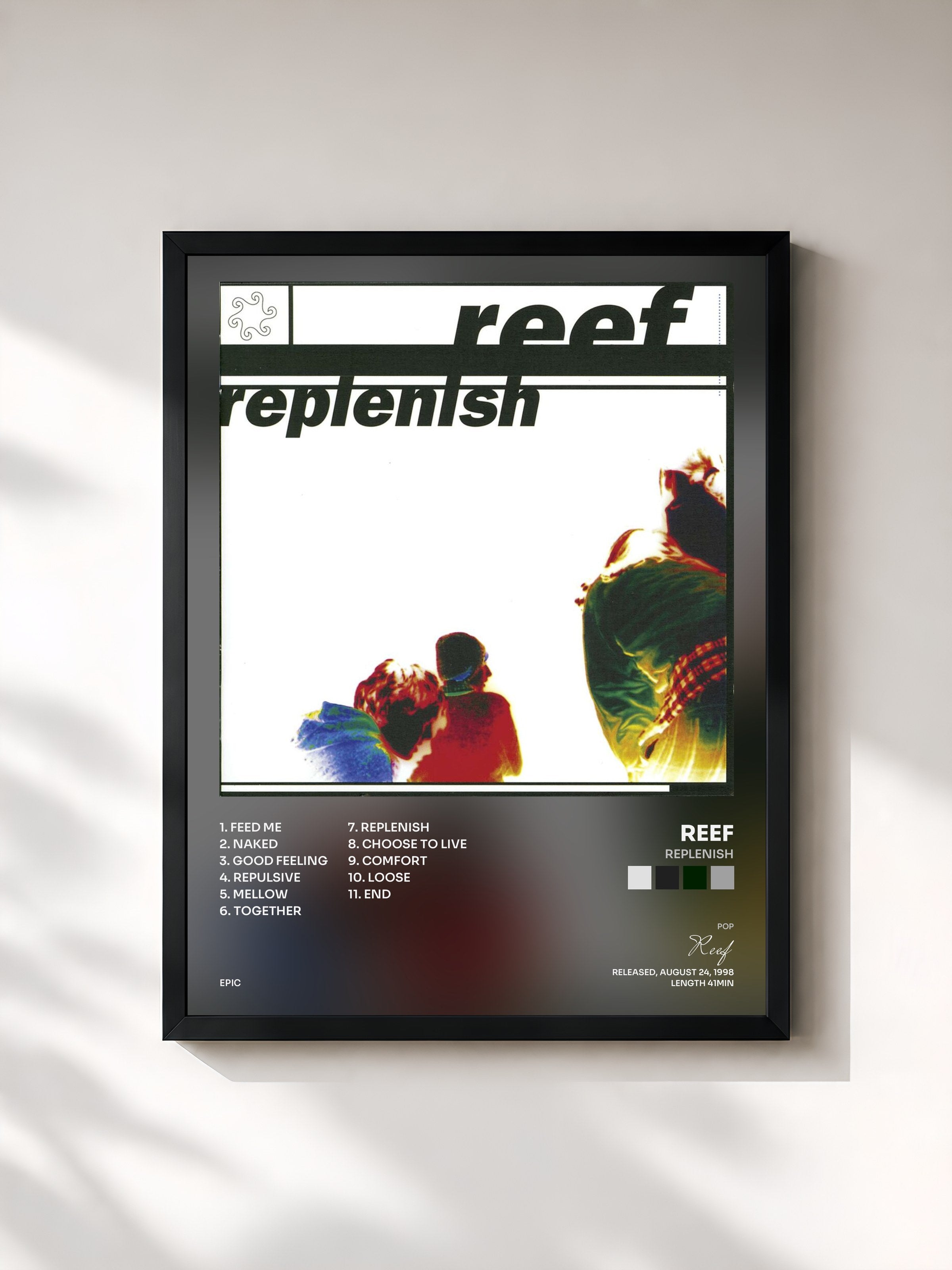 #noir Tableau de l'album Replenish de Reef, cadre noir, imprimé et encadré en France