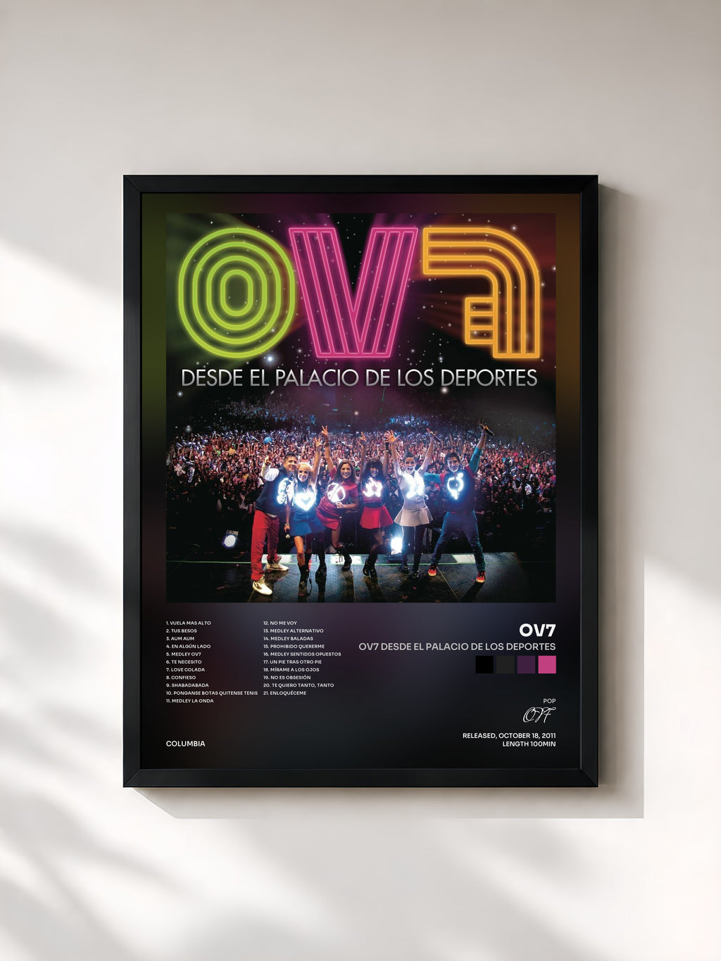 #noir Tableau de l'album OV7 Desde El Palacio De Los Deportes de OV7, cadre noir, imprimé et encadré en France